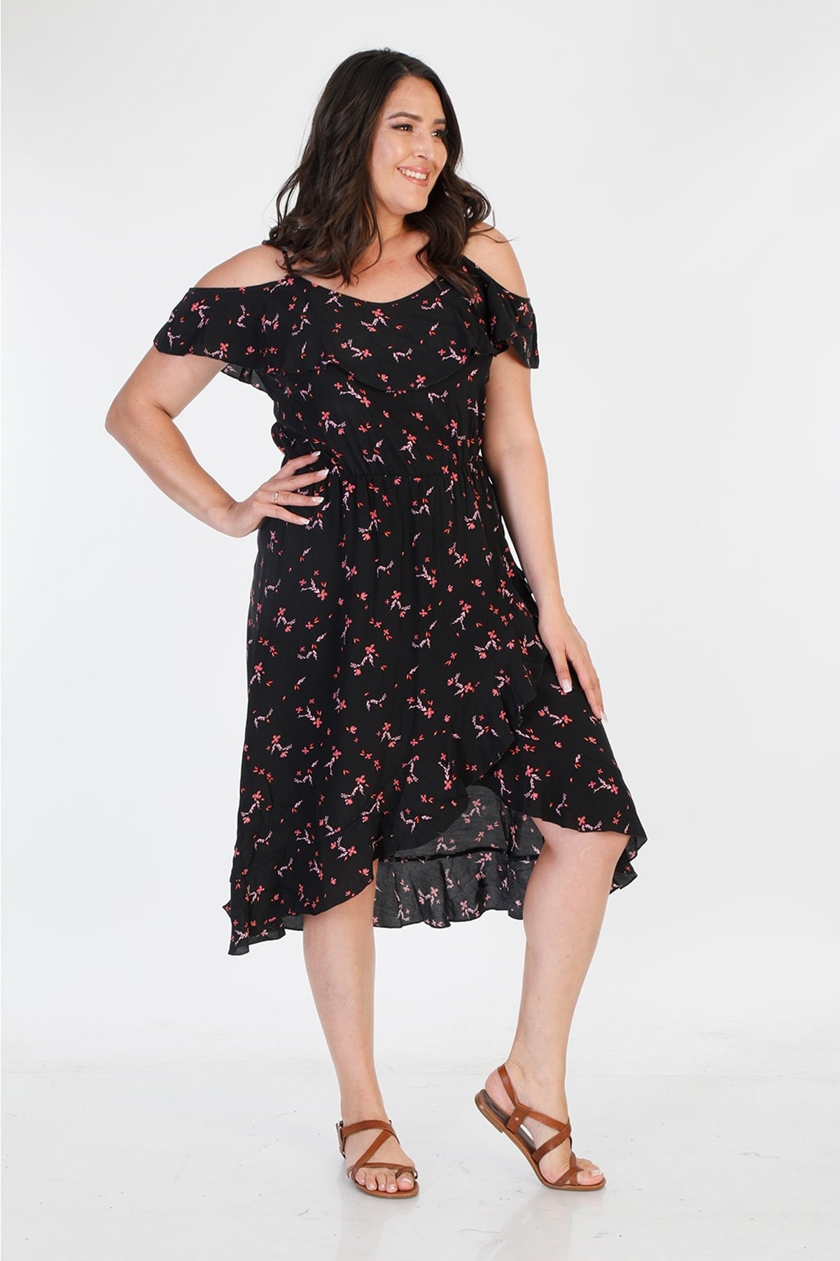 Myline-Volanlı Elbise-Büyük Beden Günlük Elbiseler-66781