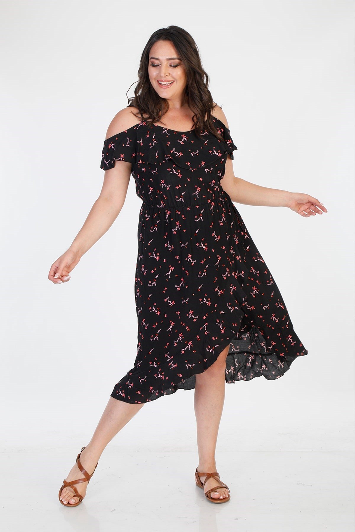 Myline-Volanlı Elbise-Büyük Beden Günlük Elbiseler-66781