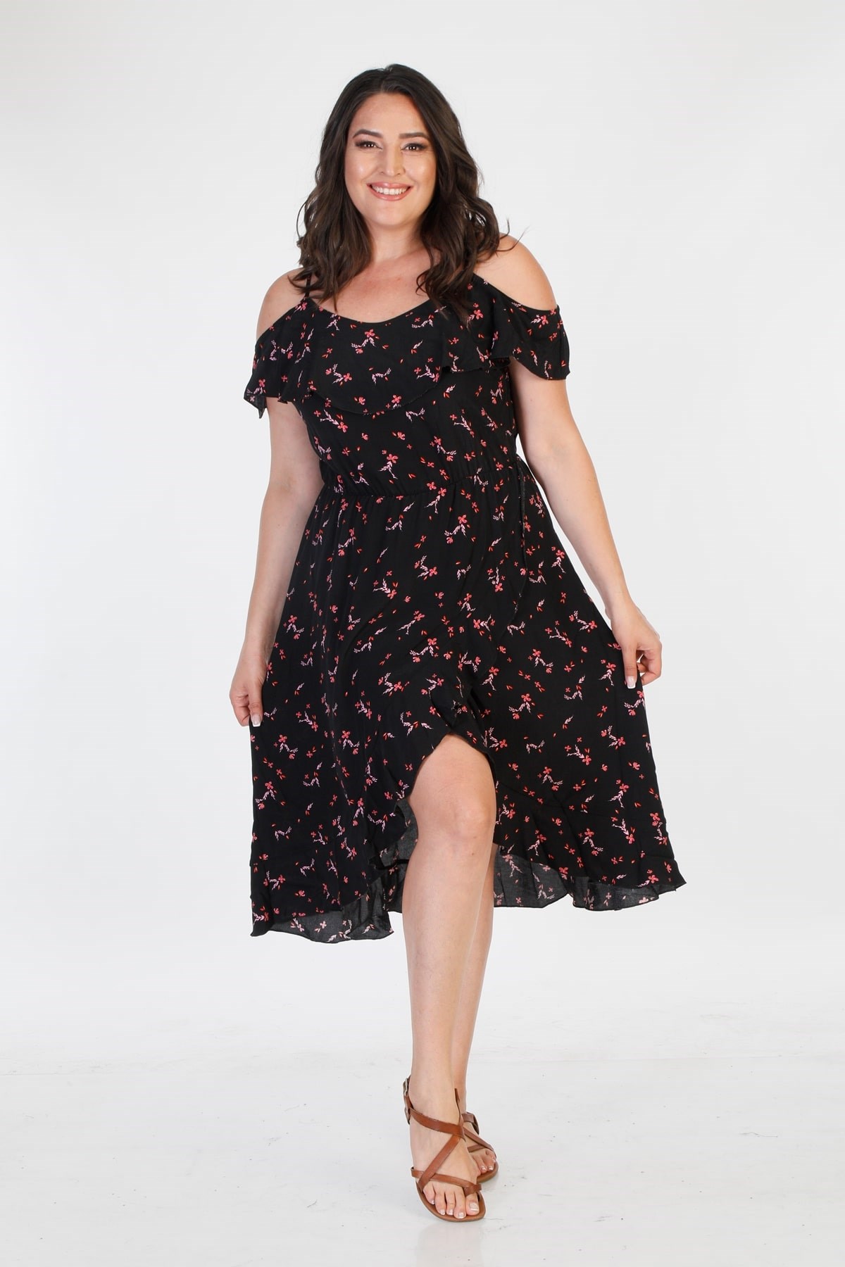 Myline-Volanlı Elbise-Büyük Beden Günlük Elbiseler-66781