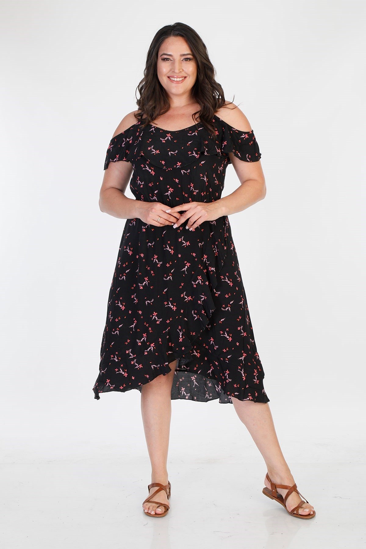 Myline-Volanlı Elbise-Büyük Beden Günlük Elbiseler-66781