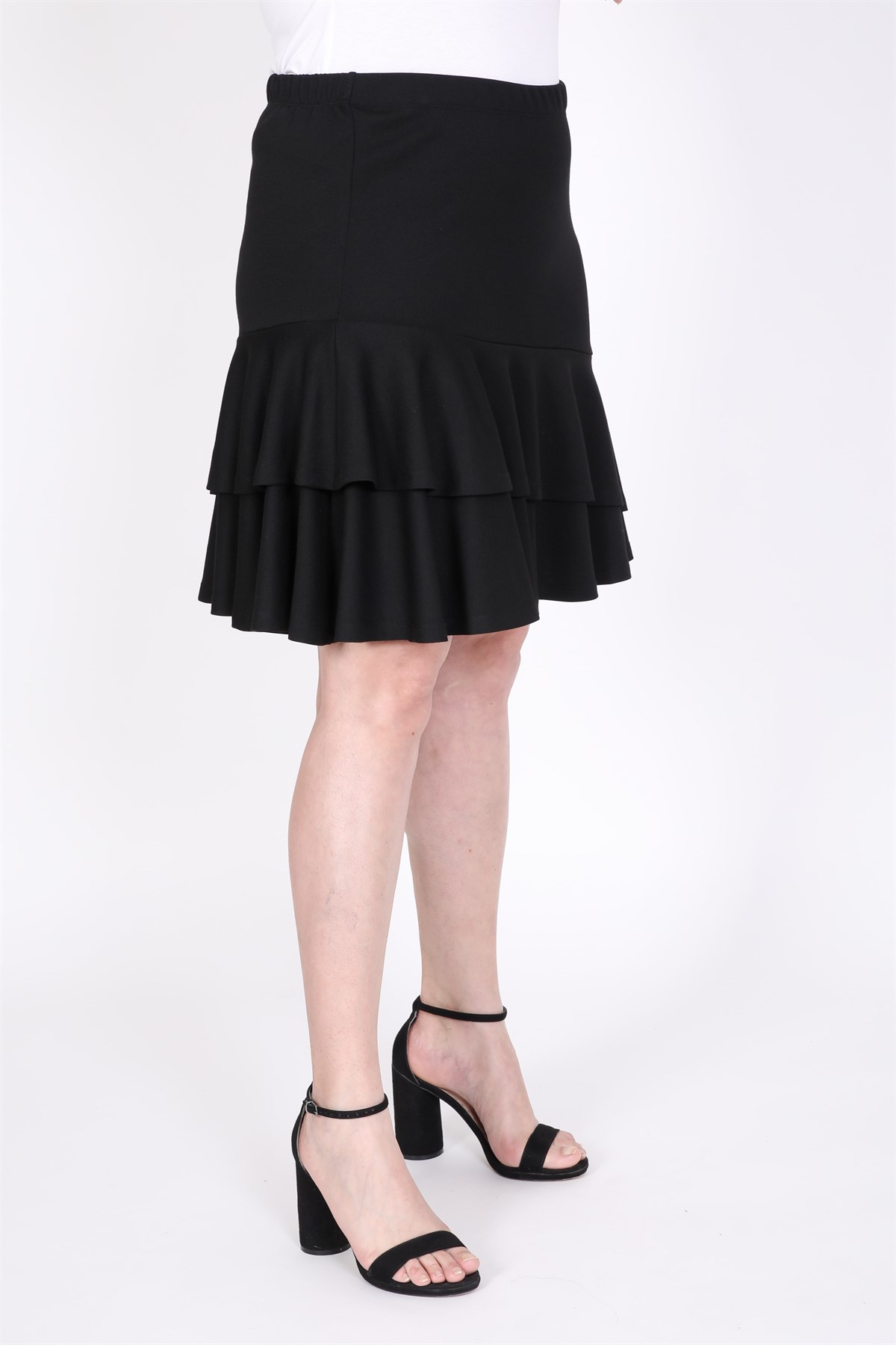 Myline-Volanlı Kalın Penyeli Etek-Büyük Beden Etek-45398