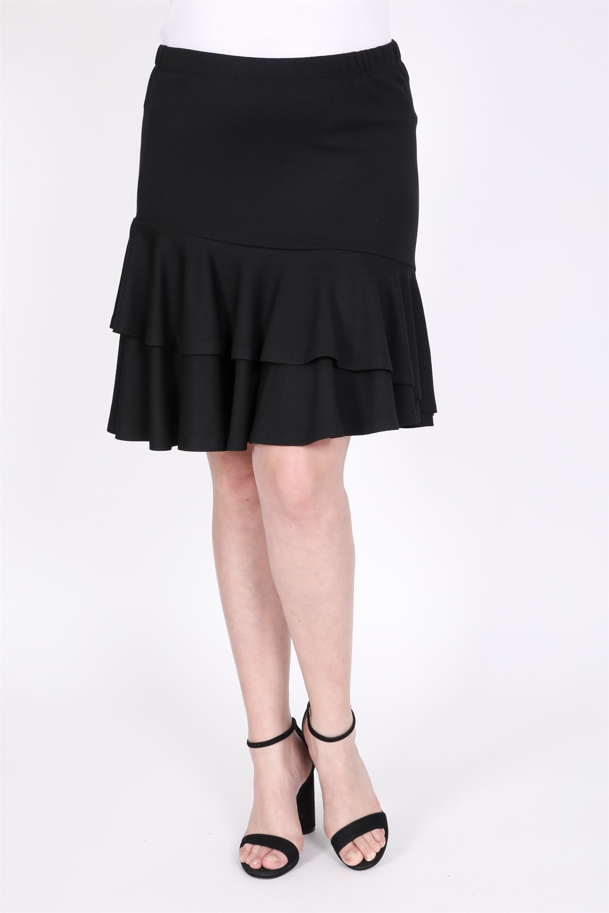 Myline-Volanlı Kalın Penyeli Etek-Büyük Beden Etek-45398