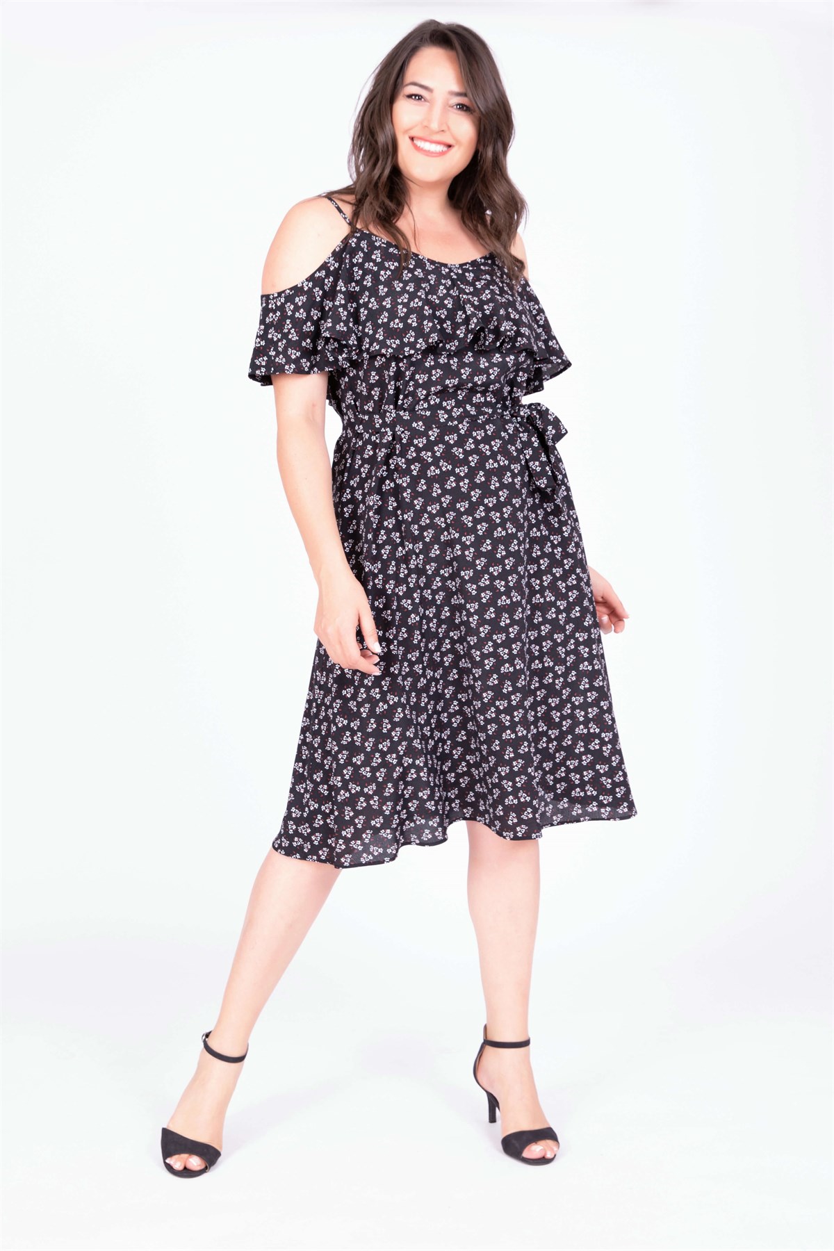 Myline-Volanlı Kemerli Elbise-Elbise-34776