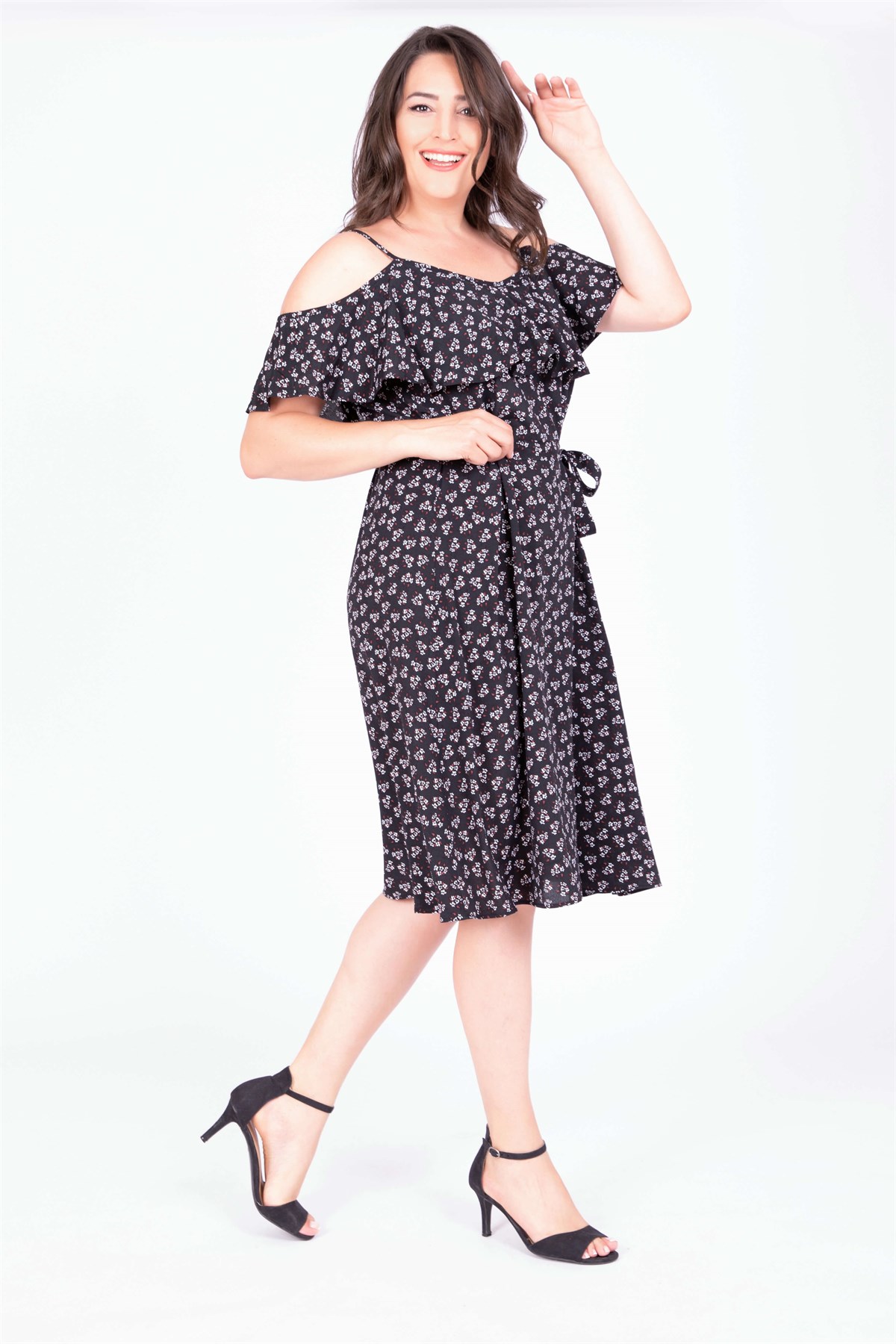 Myline-Volanlı Kemerli Elbise-Elbise-34776