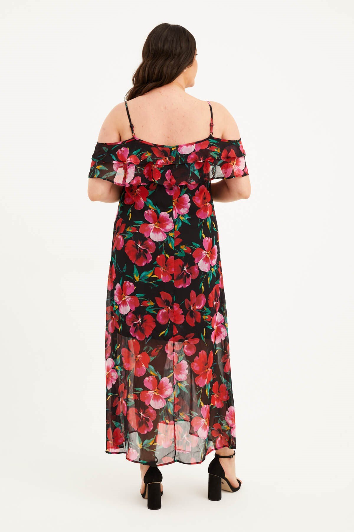 Myline-Volanlı Maxi Elbise-Büyük Beden Günlük Elbiseler-45682