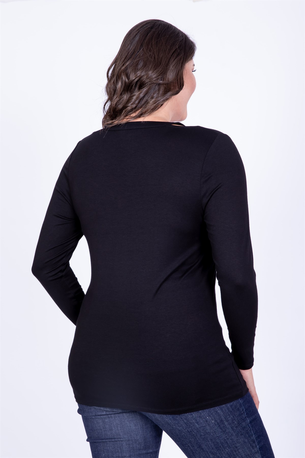 Myline-Yaka Çerçeveli Bluz-Büyük Beden Bluz-35082