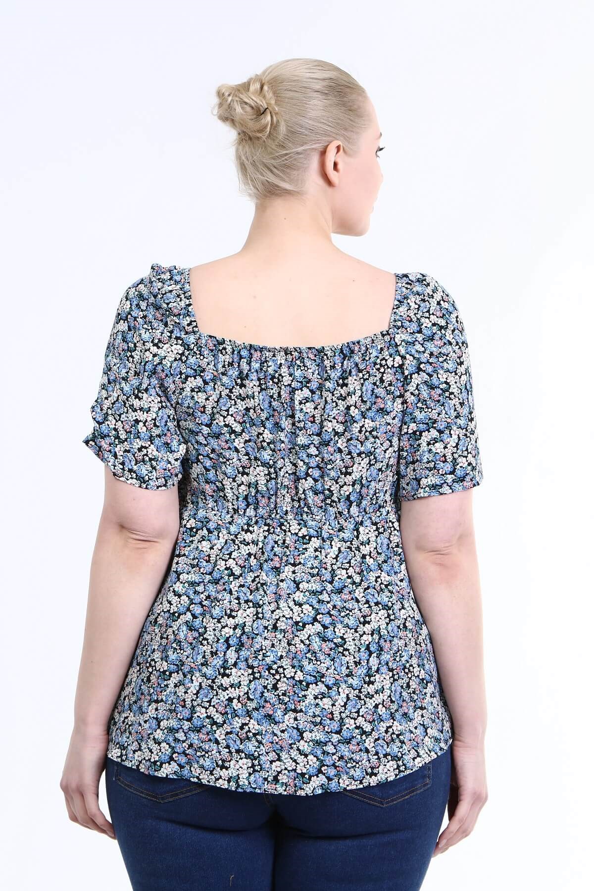 Myline-Yaka Detaylı Prenses Kol Bluz-Büyük Beden Bluz-66611