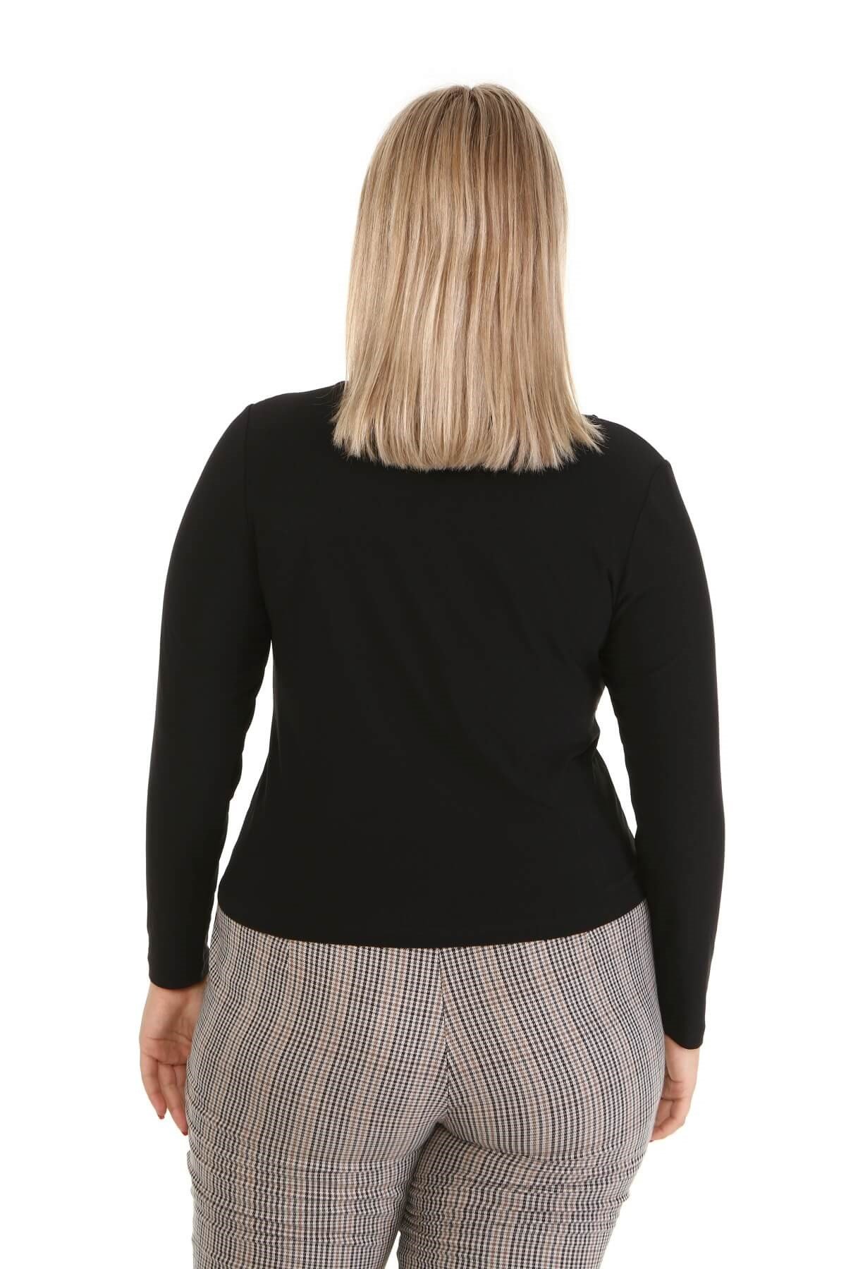 Myline-Yaka Detaylı Tişört-Büyük Beden Tişört-77129