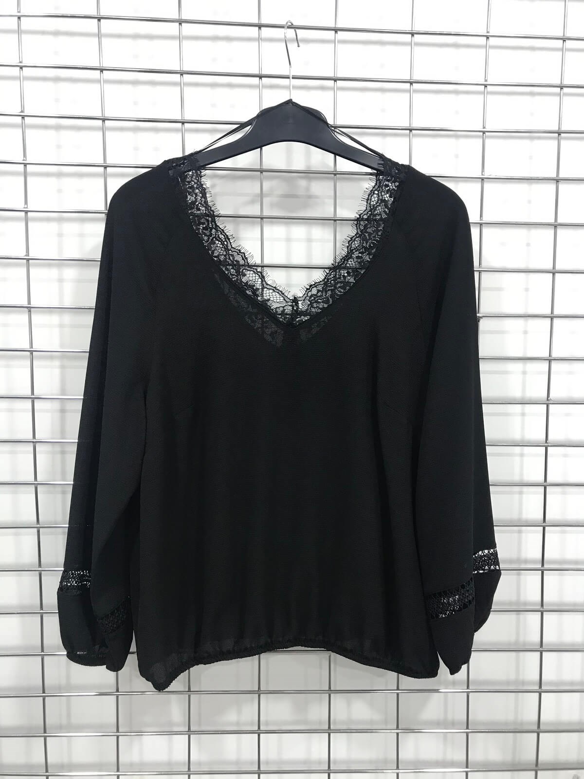 Myline-Yakası Dantel Detaylı Bluz-Büyük Beden Bluz-45923