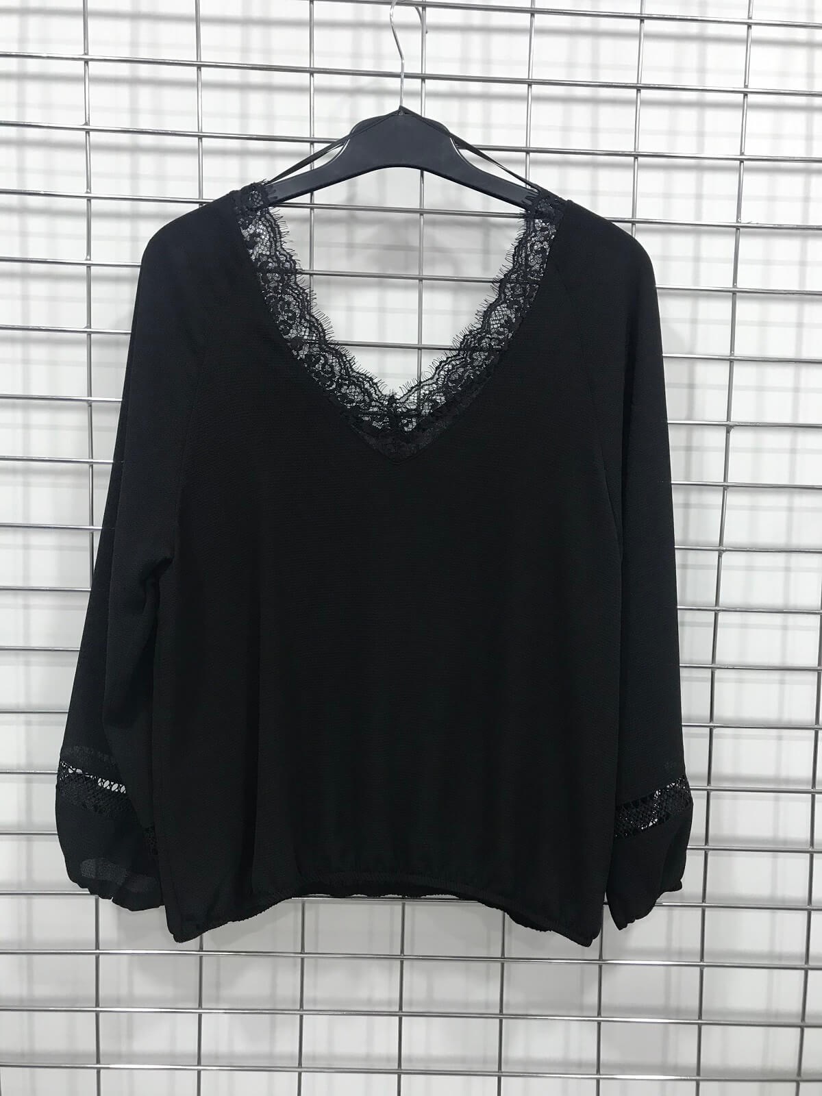 Myline-Yakası Dantel Detaylı Bluz-Büyük Beden Bluz-45923