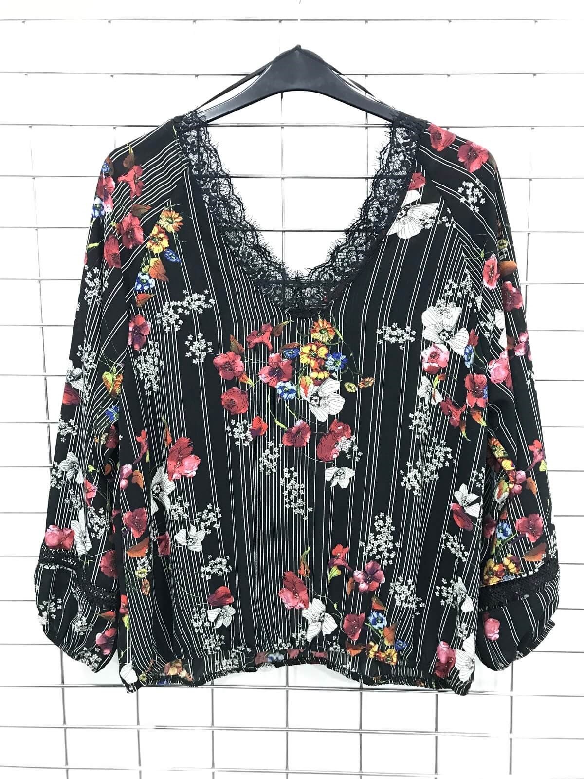 Myline-Yakası Dantel Detaylı Bluz-Büyük Beden Bluz-45926