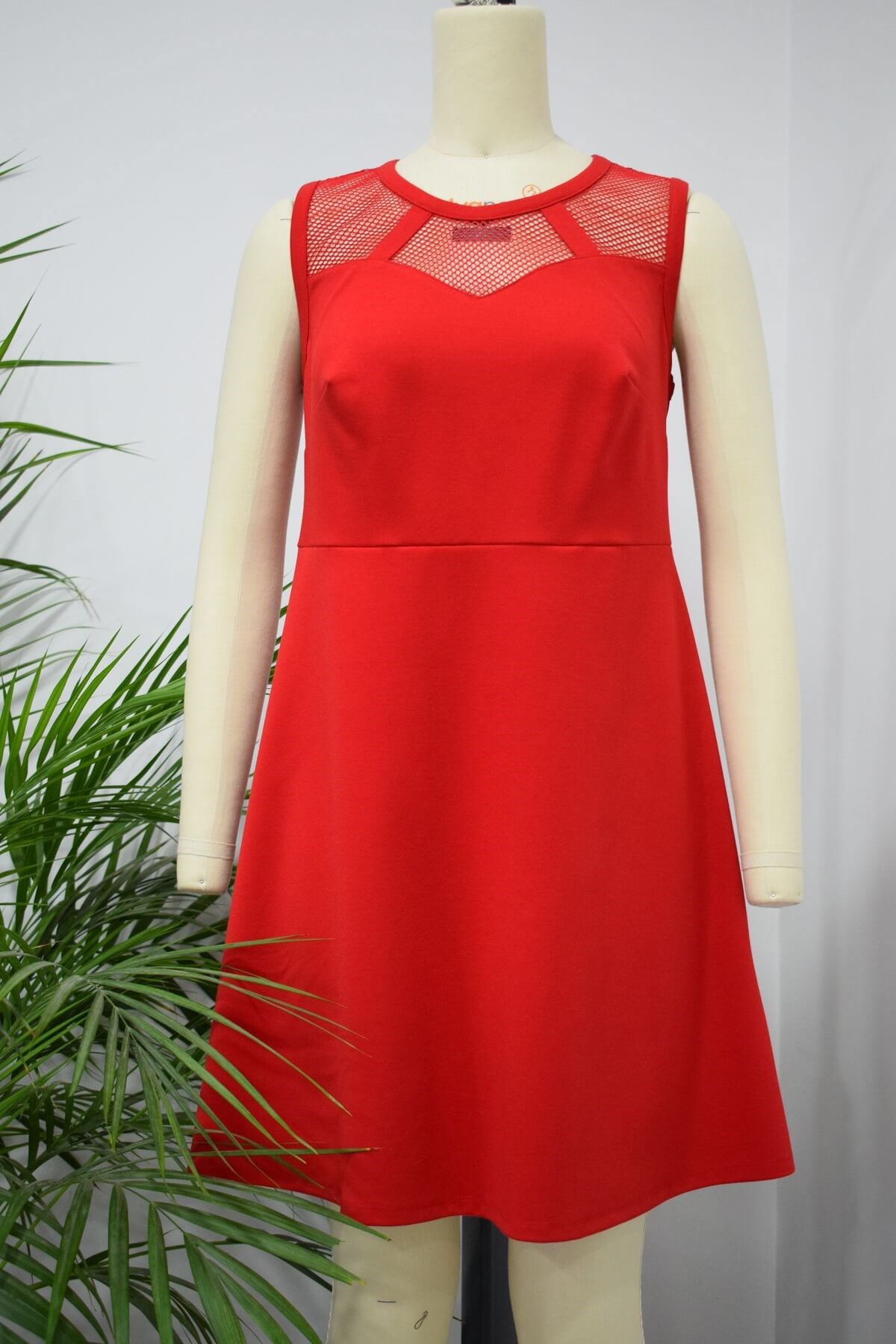 Myline-Yakası File Detaylı Elbise-Büyük Beden Outlet-56196