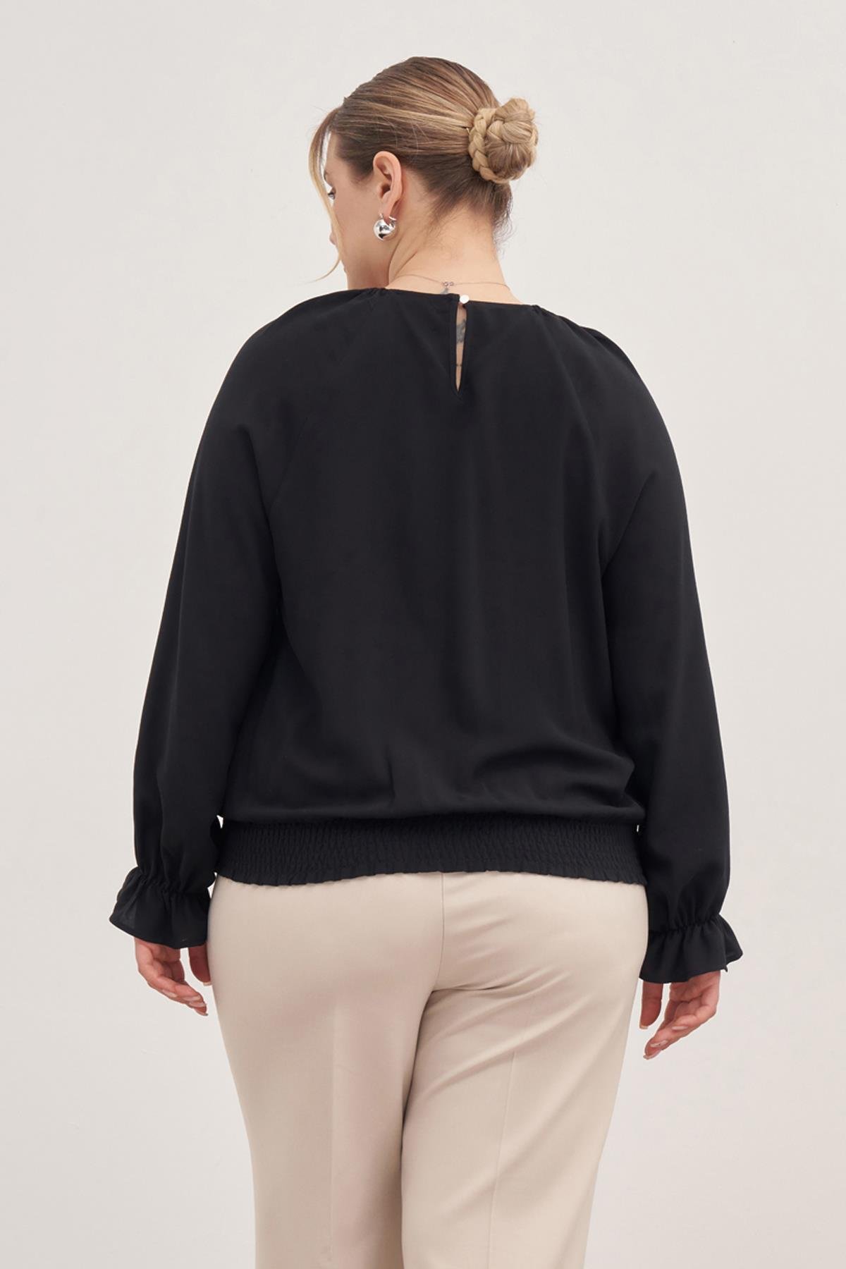 Myline-Yakası Halka Detaylı Bluz-Büyük Beden Bluz-139057