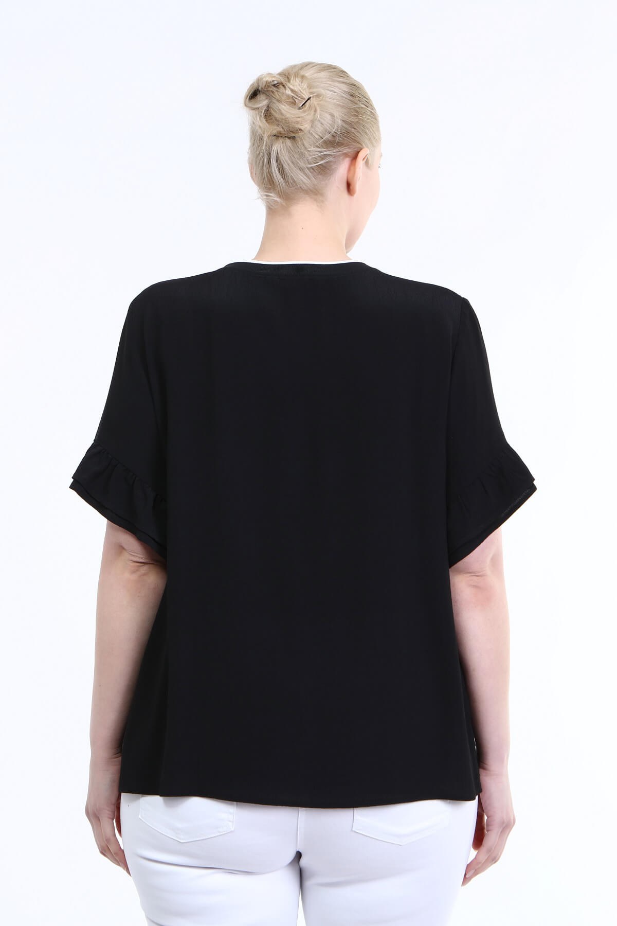 Myline-Yakası Ribana Detay Bluz-Büyük Beden Bluz-66680