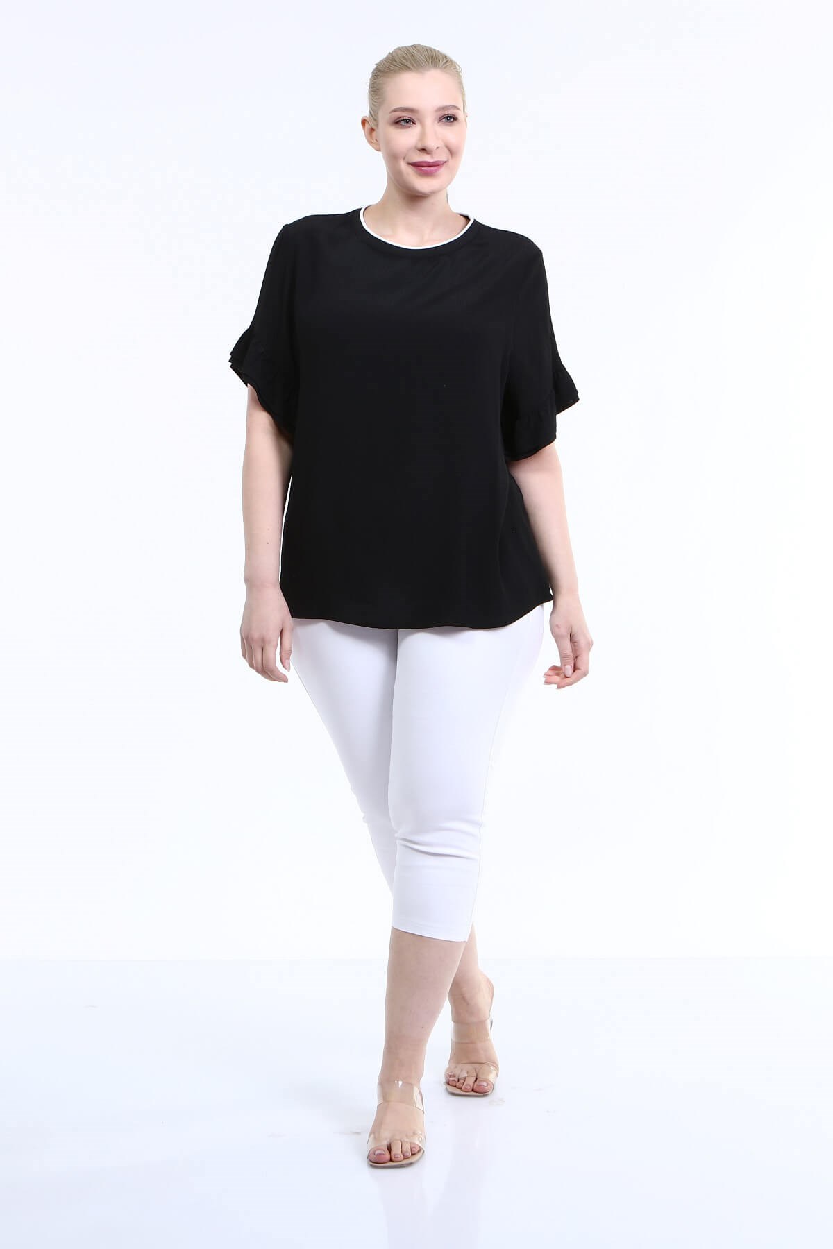 Myline-Yakası Ribana Detay Bluz-Büyük Beden Bluz-66680