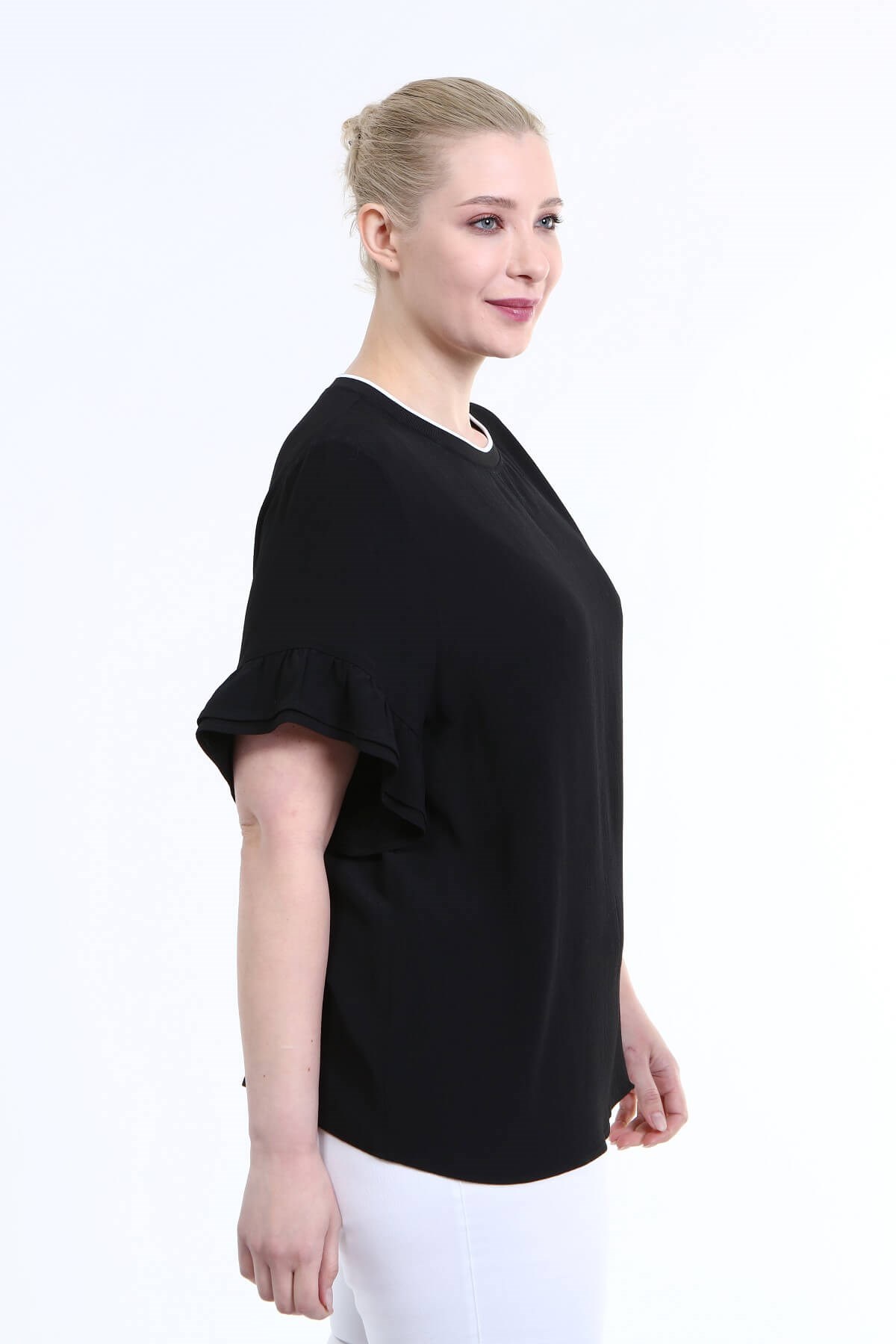 Myline-Yakası Ribana Detay Bluz-Büyük Beden Bluz-66680