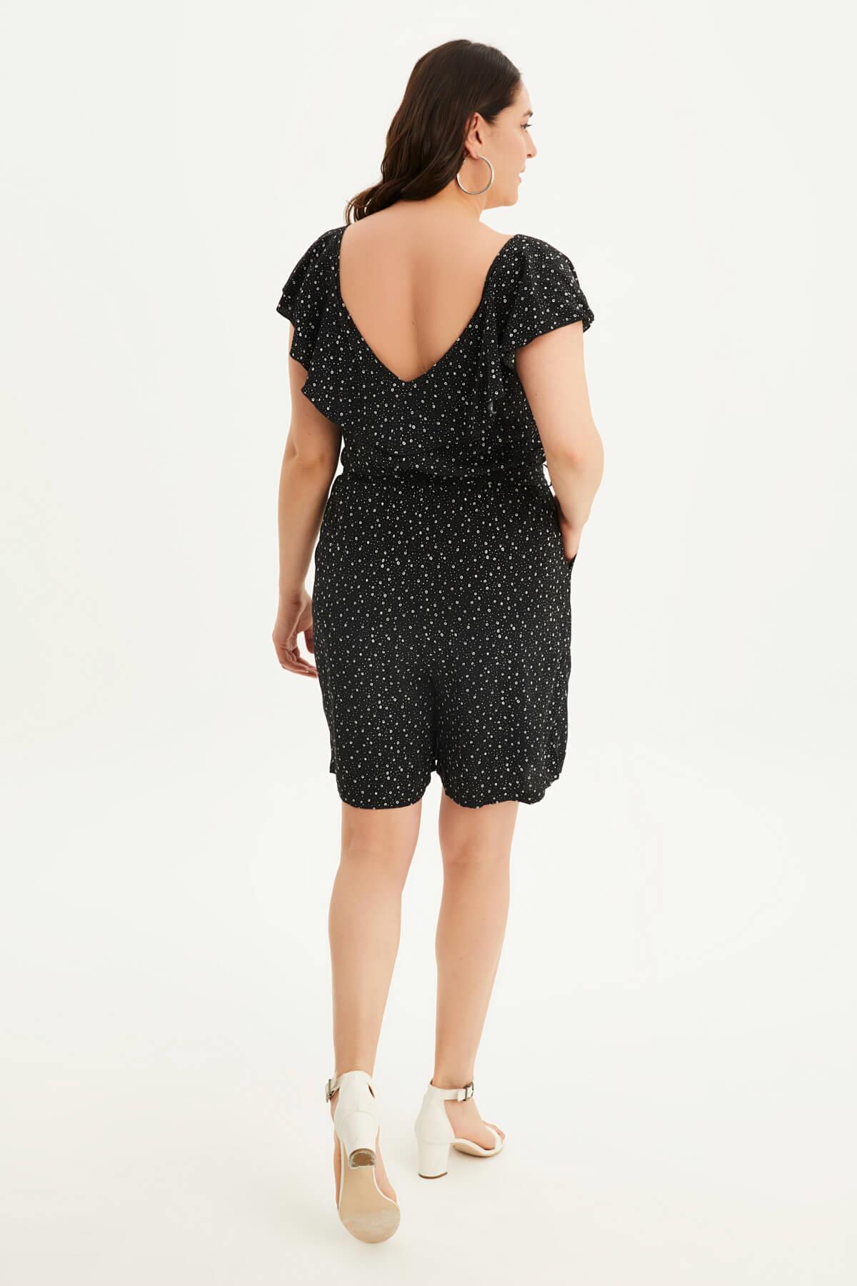 Myline-Yakası Volanlı Tulum-Büyük Beden Tulum-66628