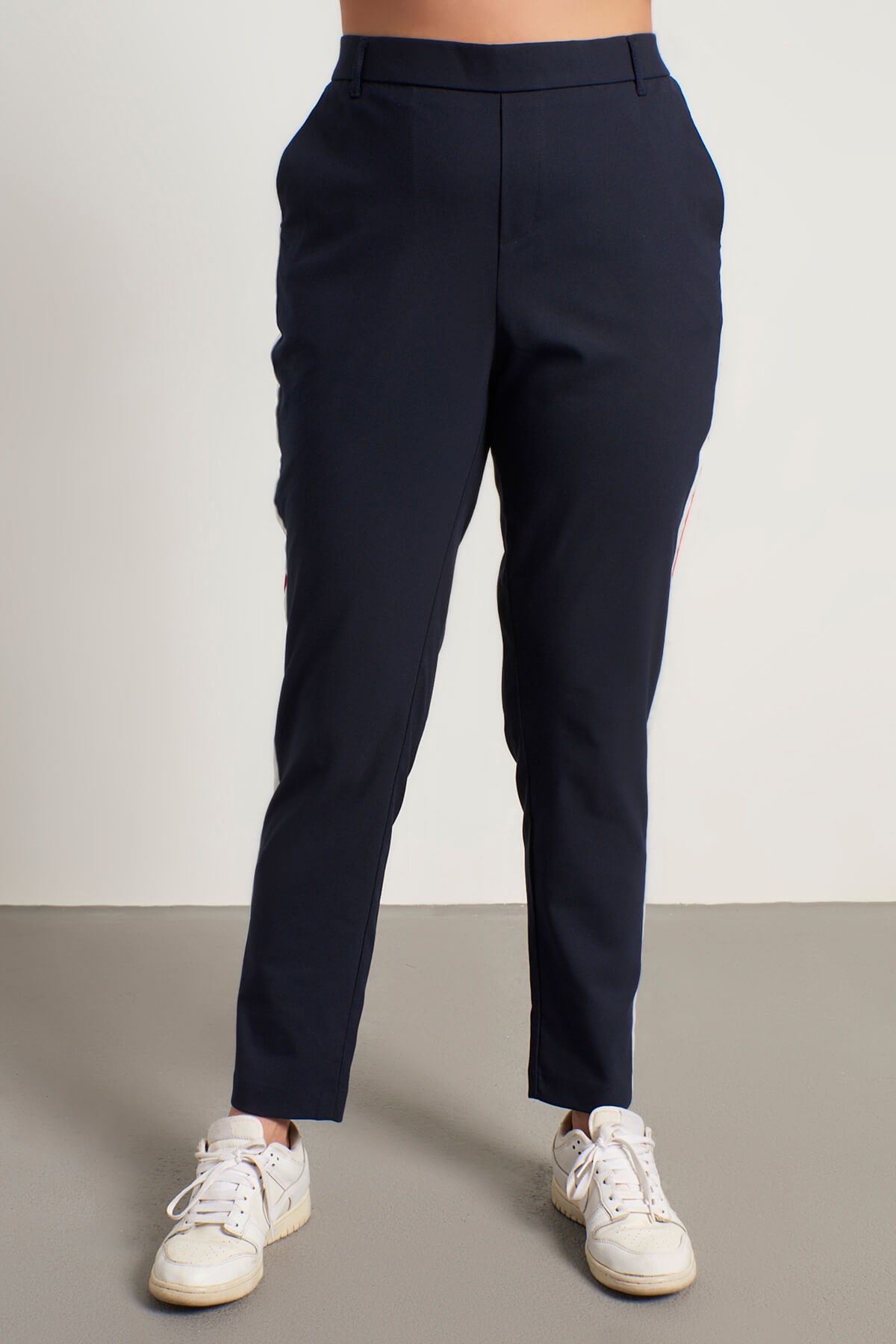 Myline-Yandan Şeritli Beli Lastikli Pantolon-Büyük Beden Pantolon-13400-m