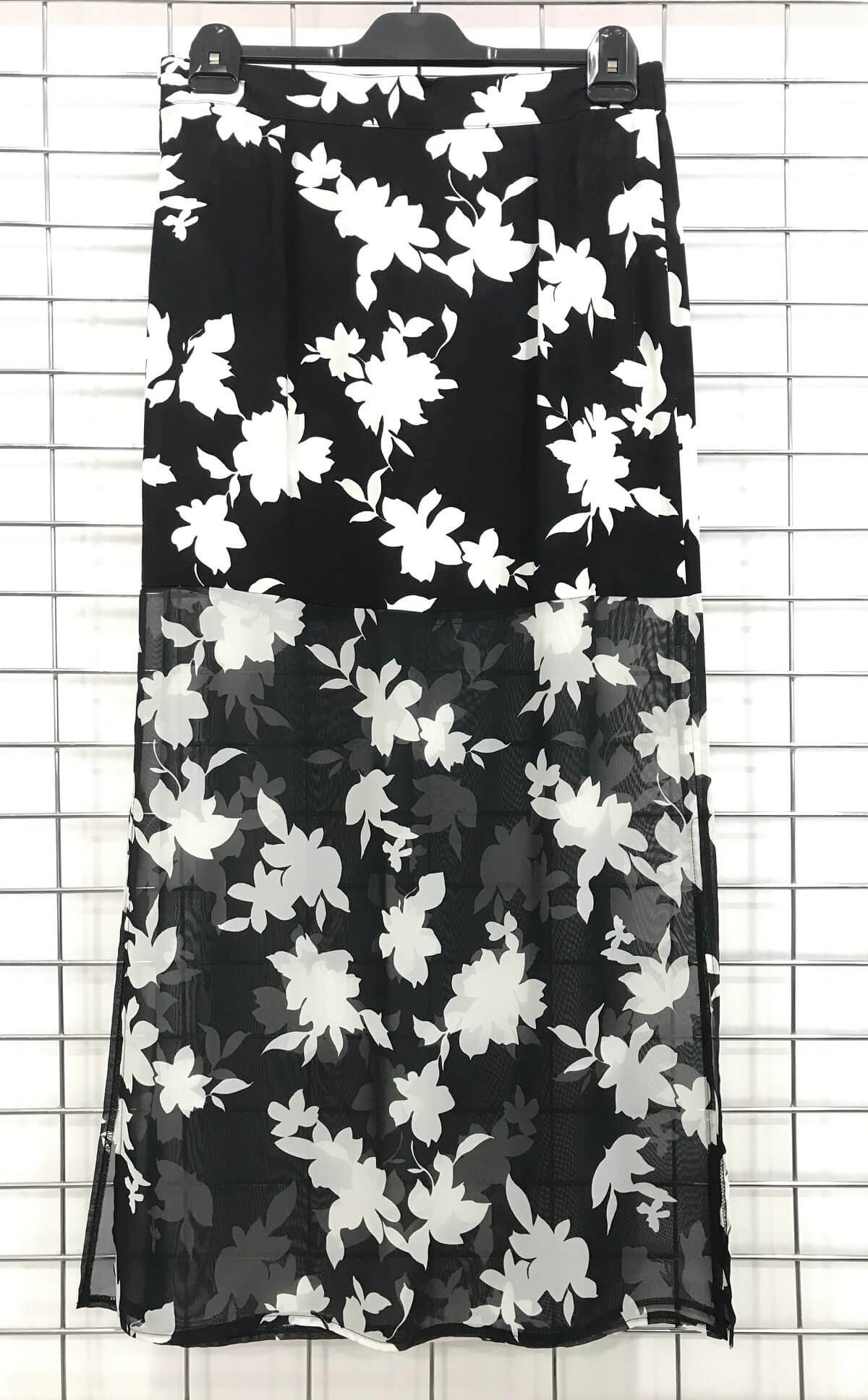 Myline-Yanı Yırtmaçlı Şifon Uzun Etek-Büyük Beden Outlet-45978