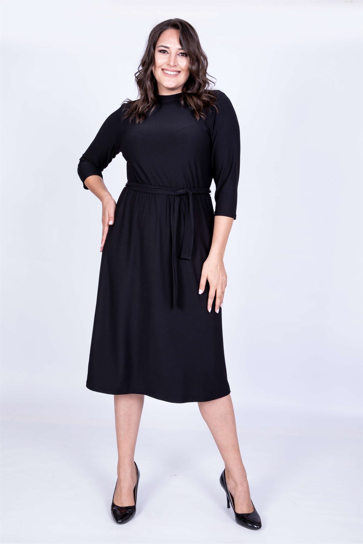 Myline-Yarım Balıkçı Elbise -Büyük Beden Günlük Elbiseler-35131