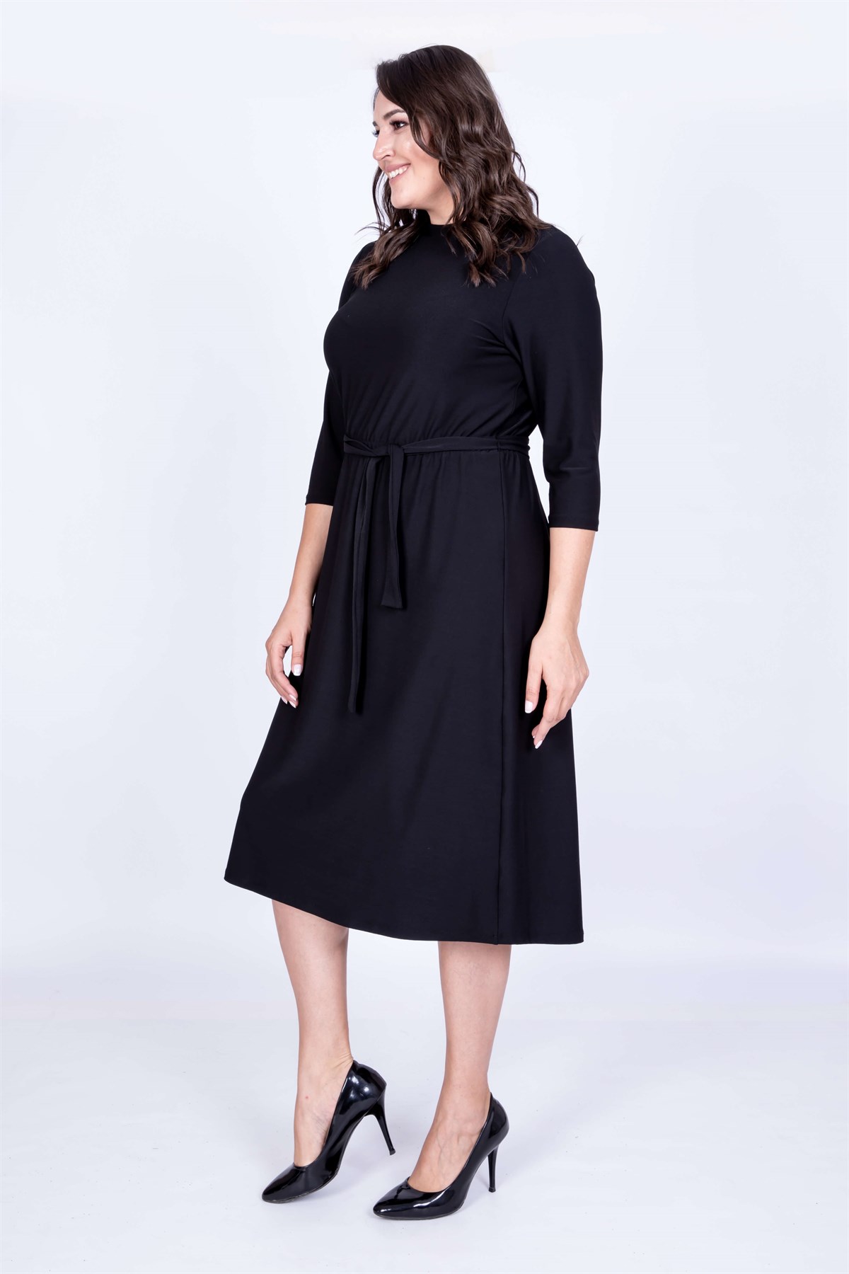 Myline-Yarım Balıkçı Elbise -Büyük Beden Günlük Elbiseler-35131