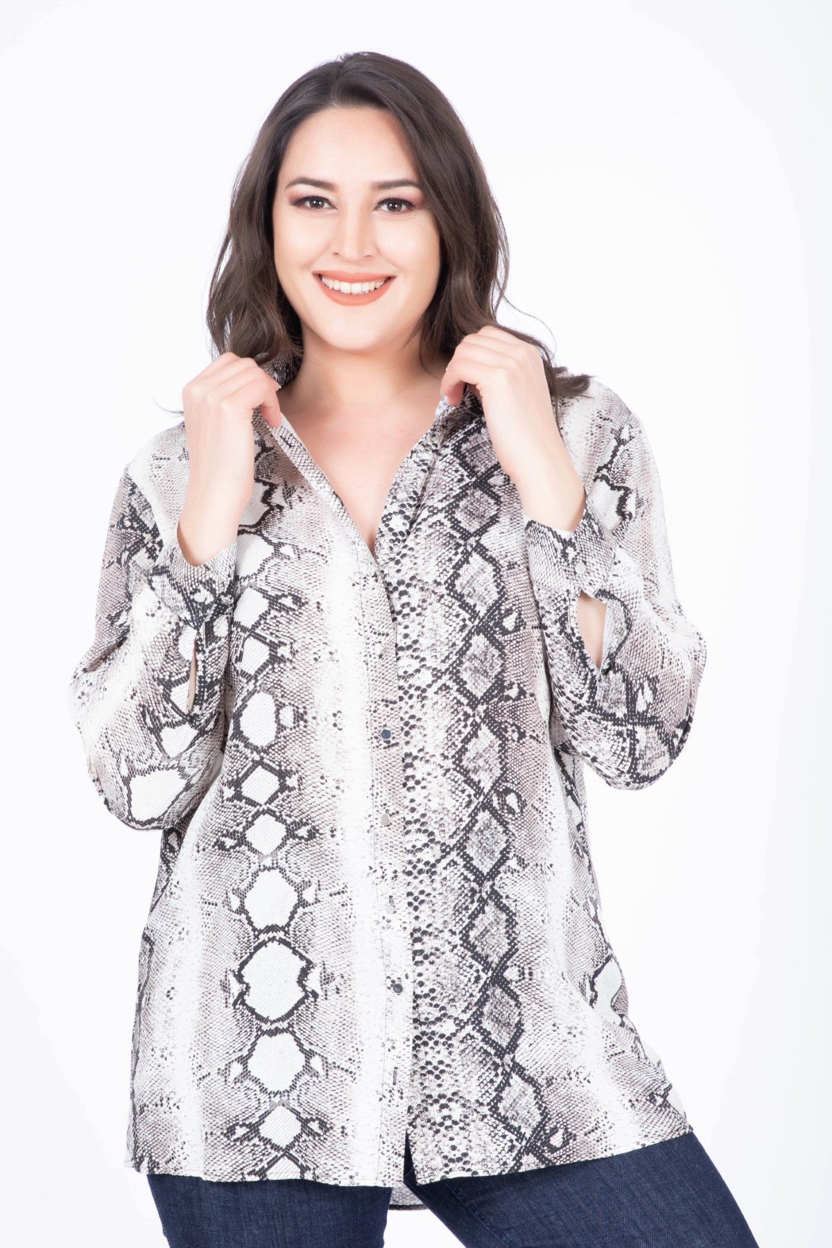MYLINE-Yılan Desenli Gömlek-Gömlek-34442