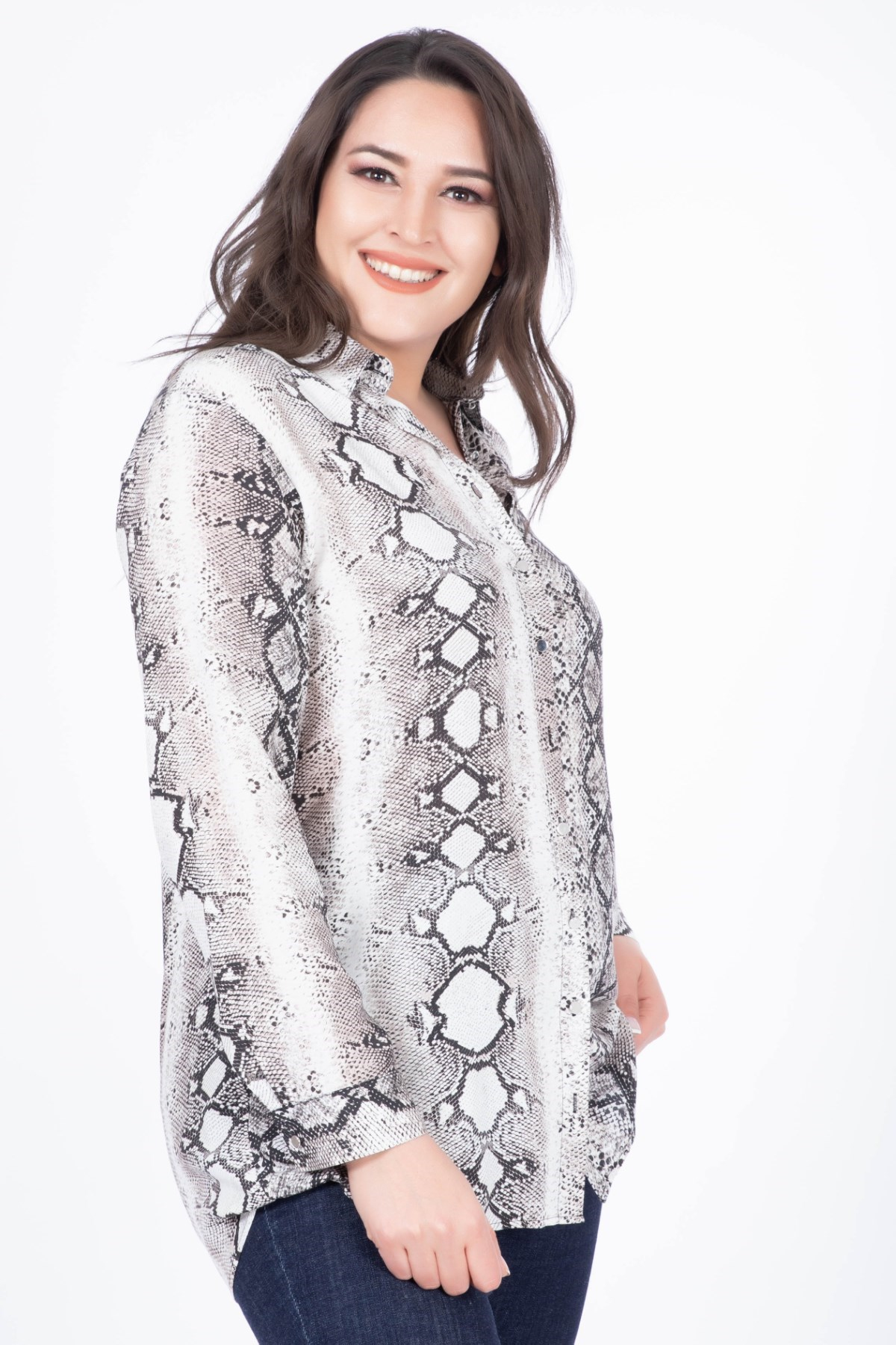 MYLINE-Yılan Desenli Gömlek-Gömlek-34442