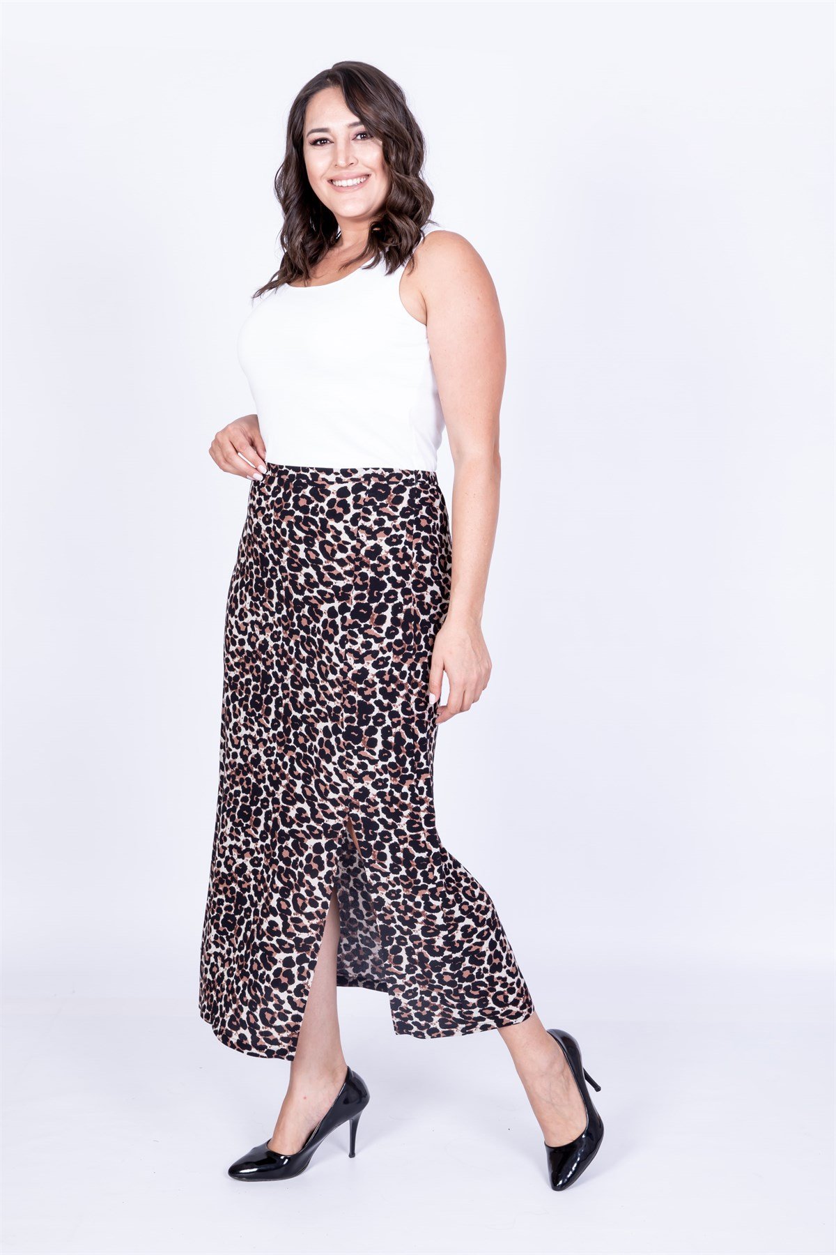 Myline-Yırtmaçlı Etek-Büyük Beden Etek-35077