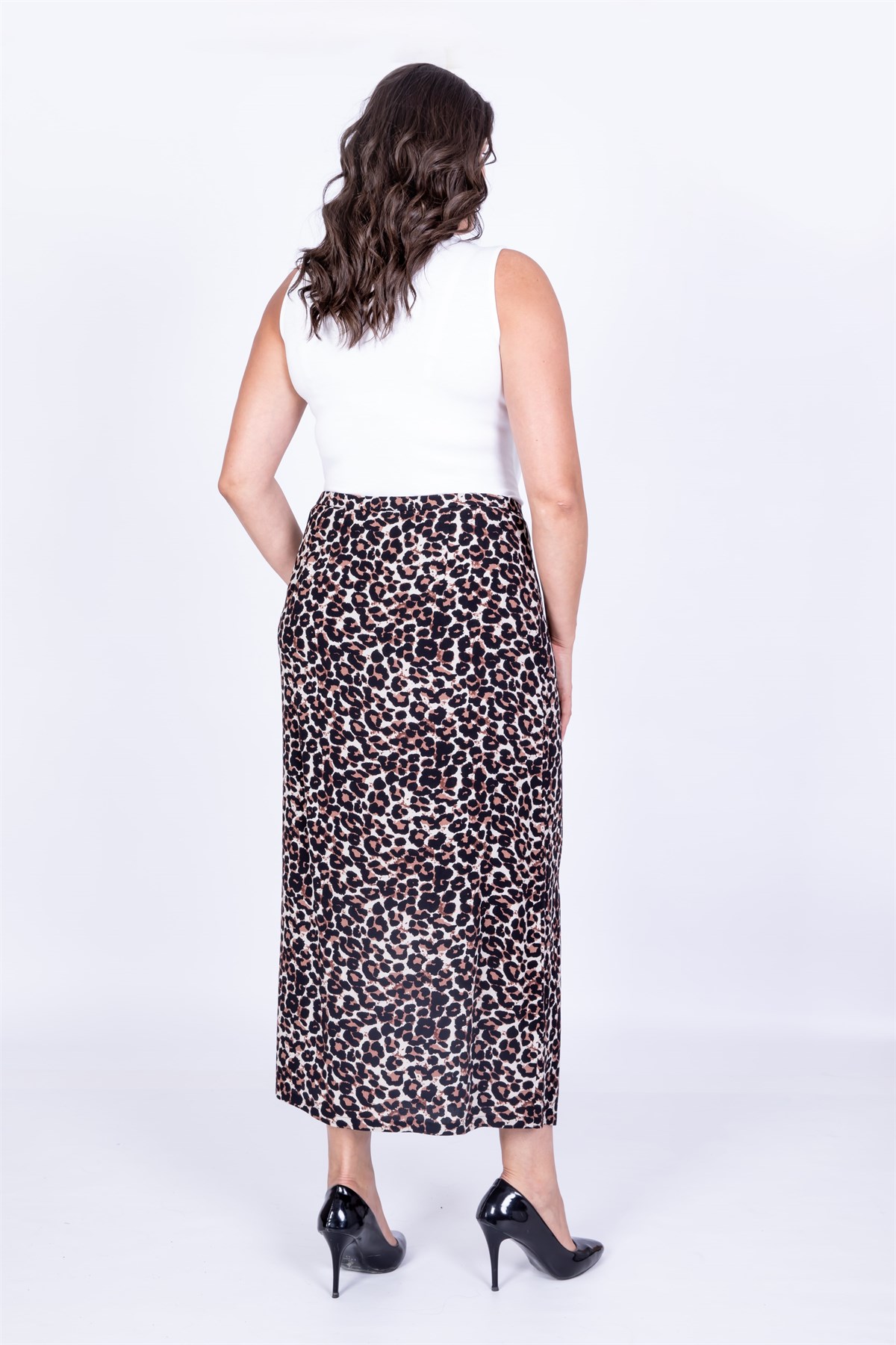 Myline-Yırtmaçlı Etek-Büyük Beden Etek-35077