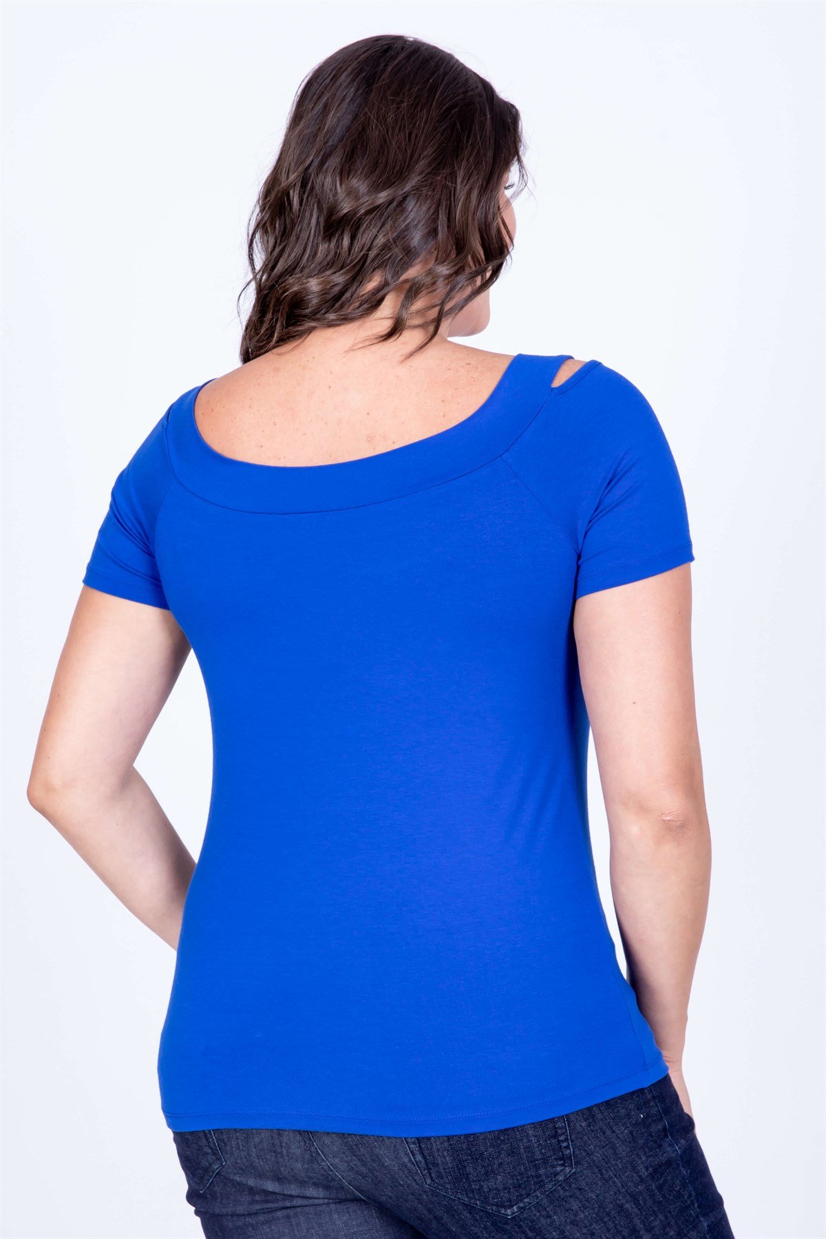 Myline-Yırtmaçlı Karmen Yaka Bluz-Büyük Beden Bluz-35034