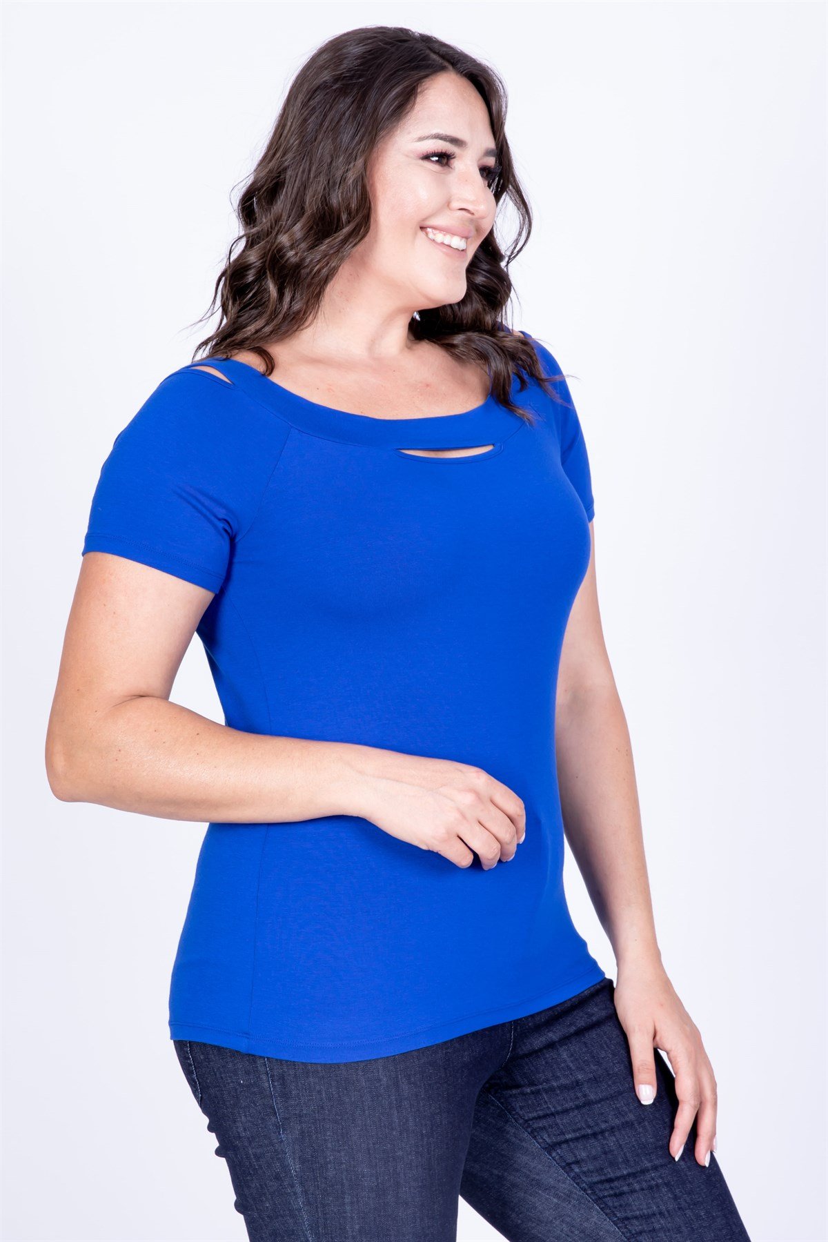 Myline-Yırtmaçlı Karmen Yaka Bluz-Büyük Beden Bluz-35034