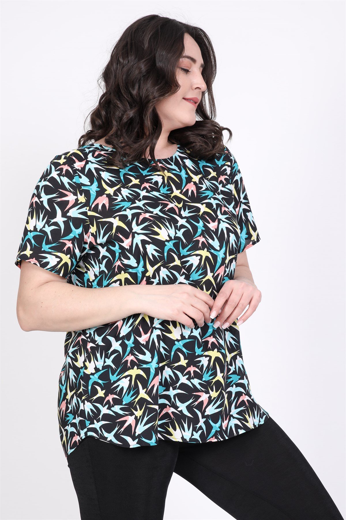 Myline-Yuvarlak Yakalı Bluz-Büyük Beden Bluz-45512