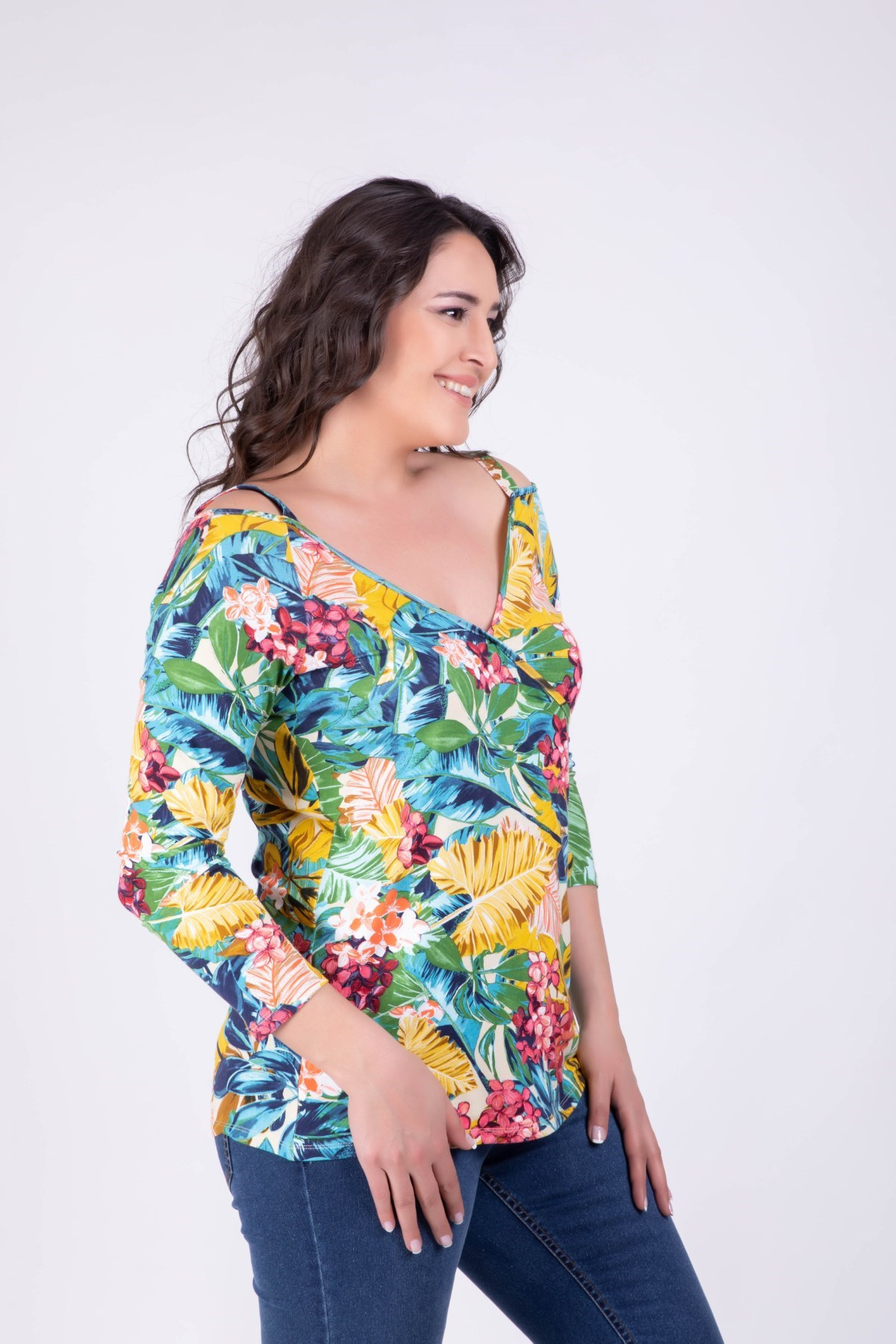 Omuz Çerçeveli Renkli BluzMYLINE34405