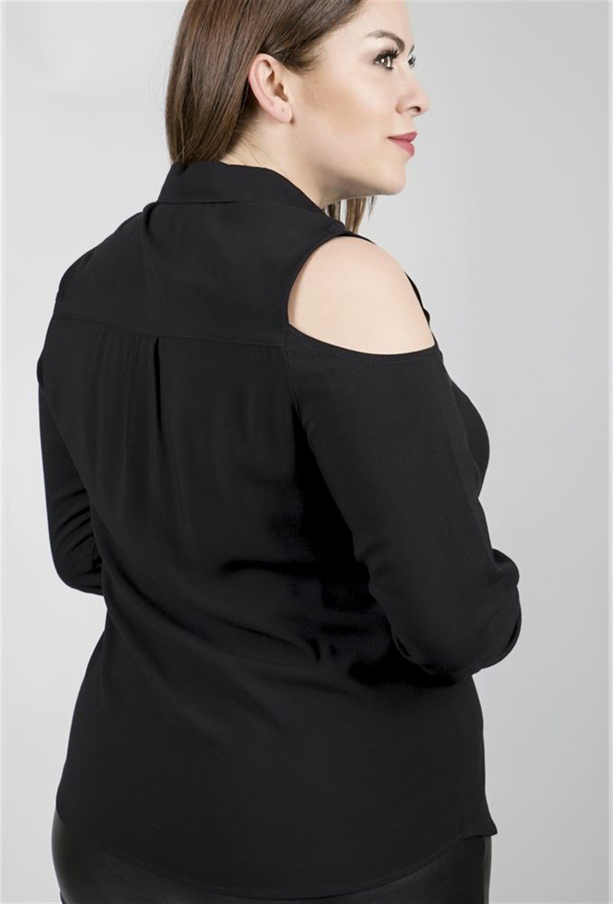 Omuzları Açık Uzun Kollu GömlekMYLINE23570-m