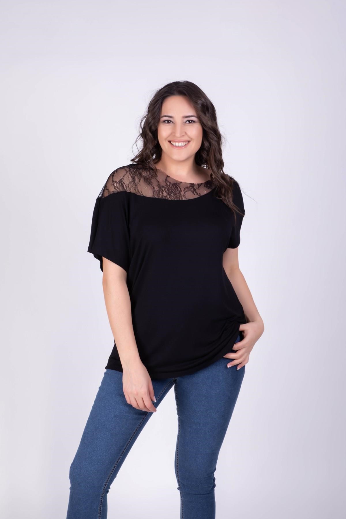 Omuzu Dantel BluzMYLINE34300