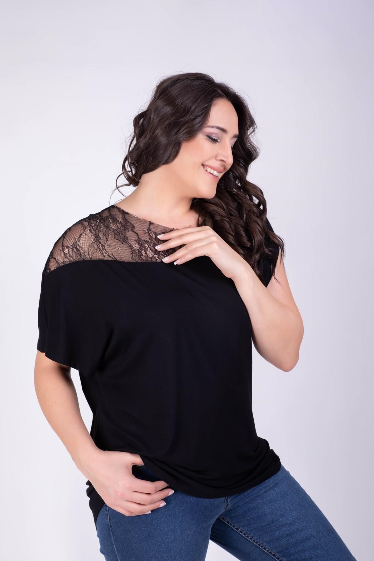 Omuzu Dantel BluzMYLINE34300