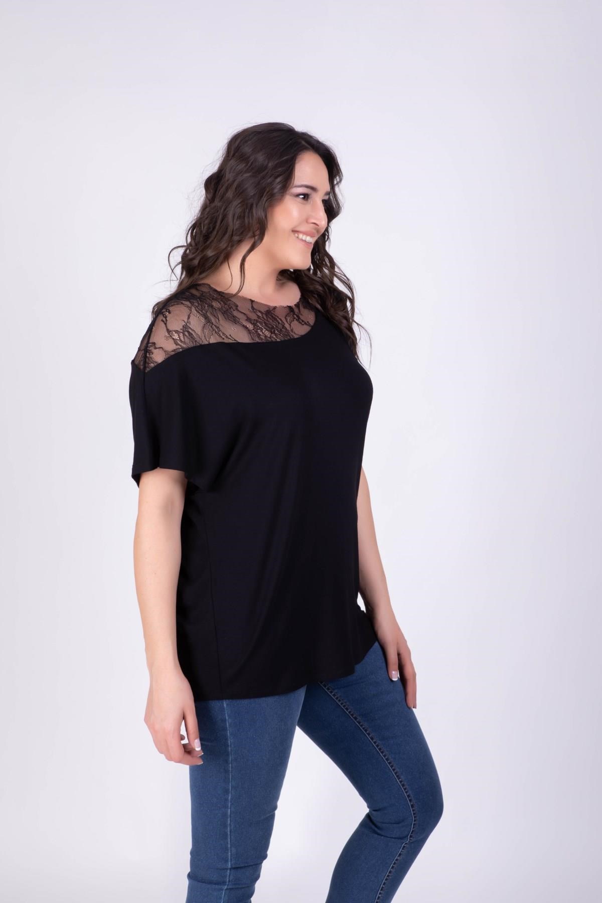 Omuzu Dantel BluzMYLINE34300