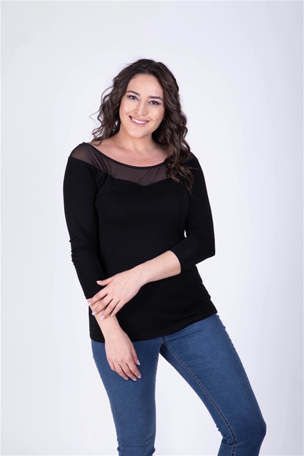 Omuzu Tül BluzMYLINE34290