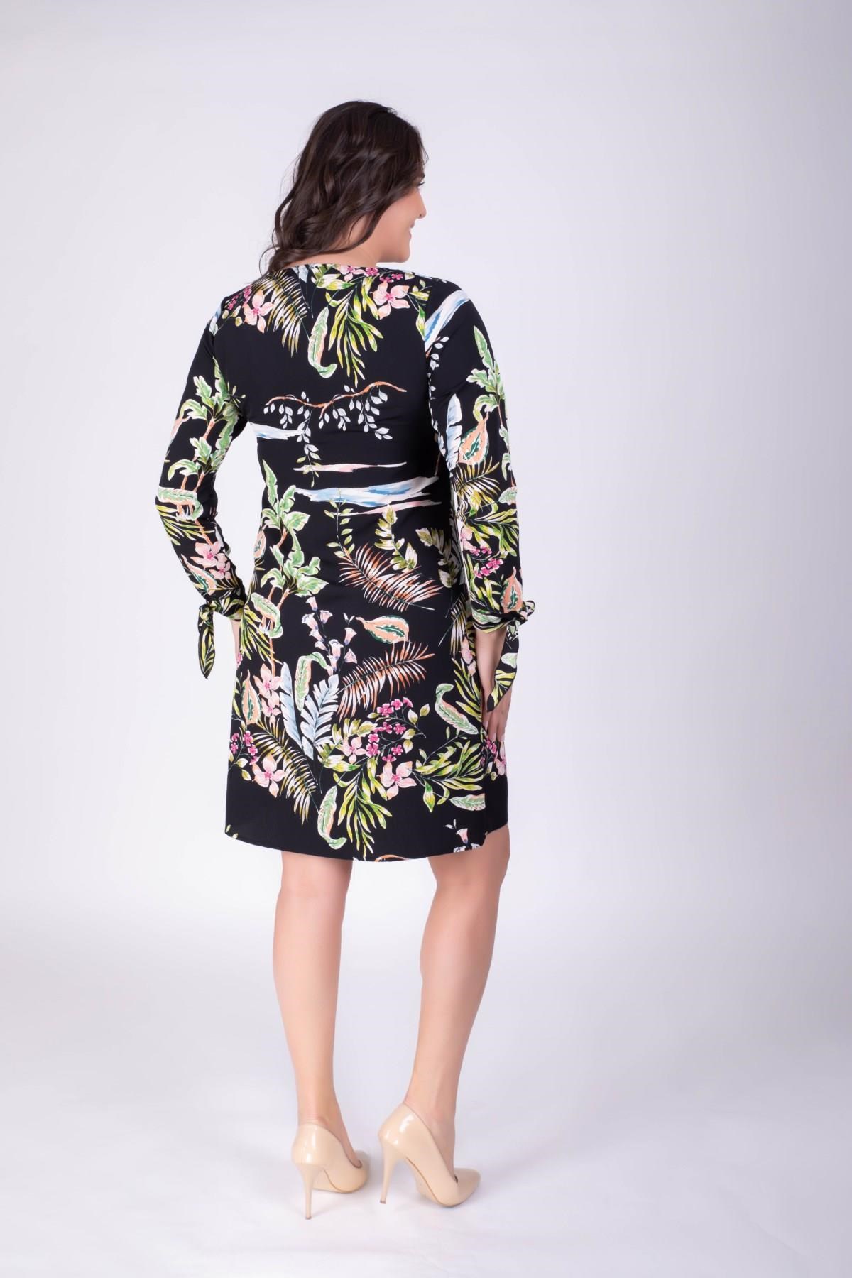 Önden Düğmeli Desenli ElbiseMYLINE34382