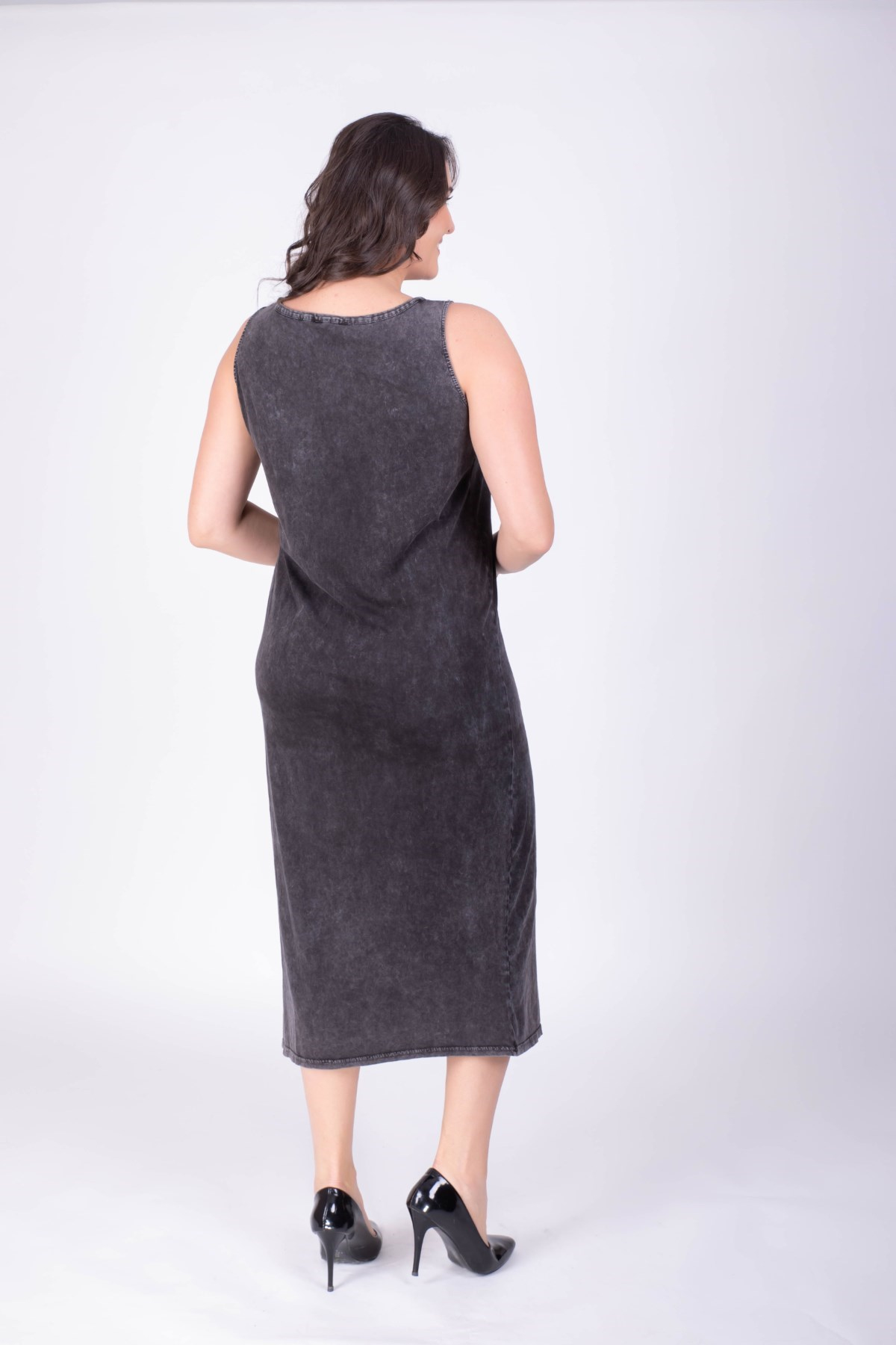 Önü Baskılı Taş Detaylı ElbiseMYLINE24095