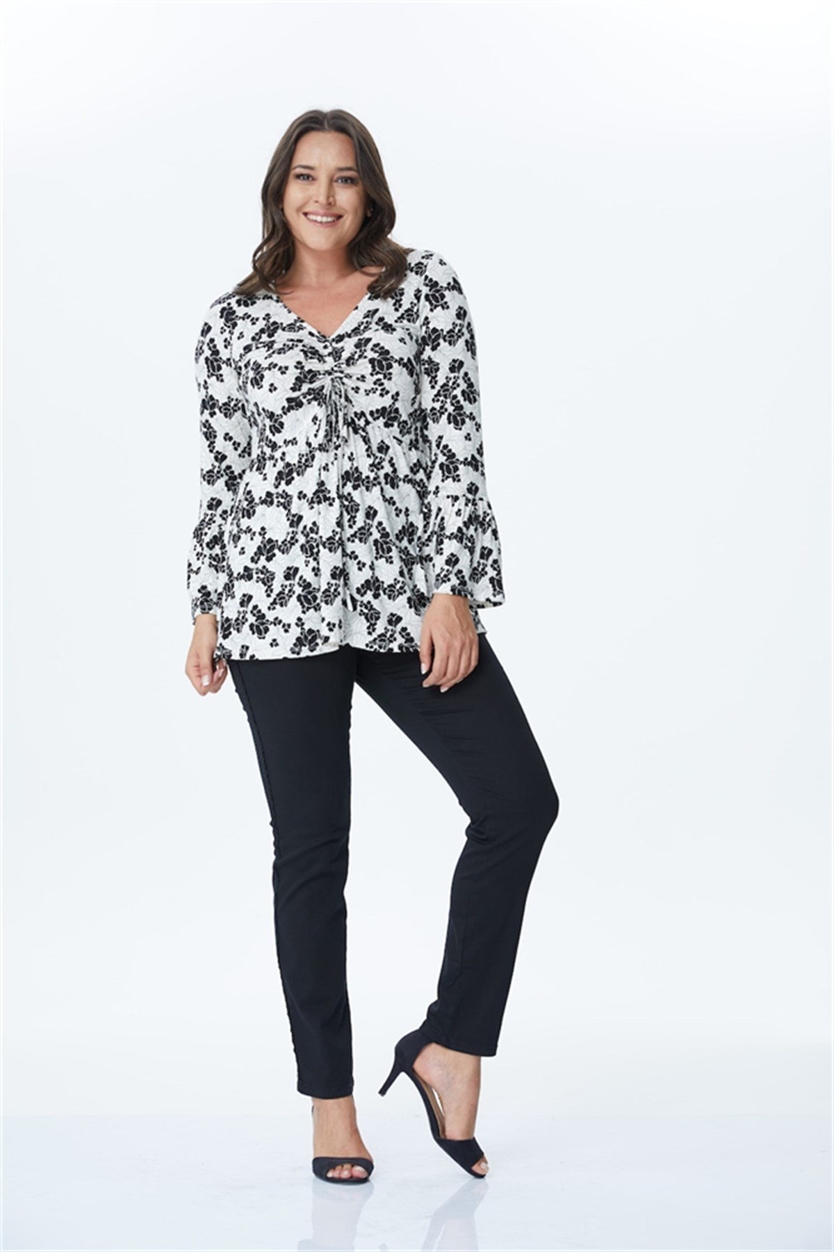 Önü Büzgü Detaylı Örme BluzMYLINE34173