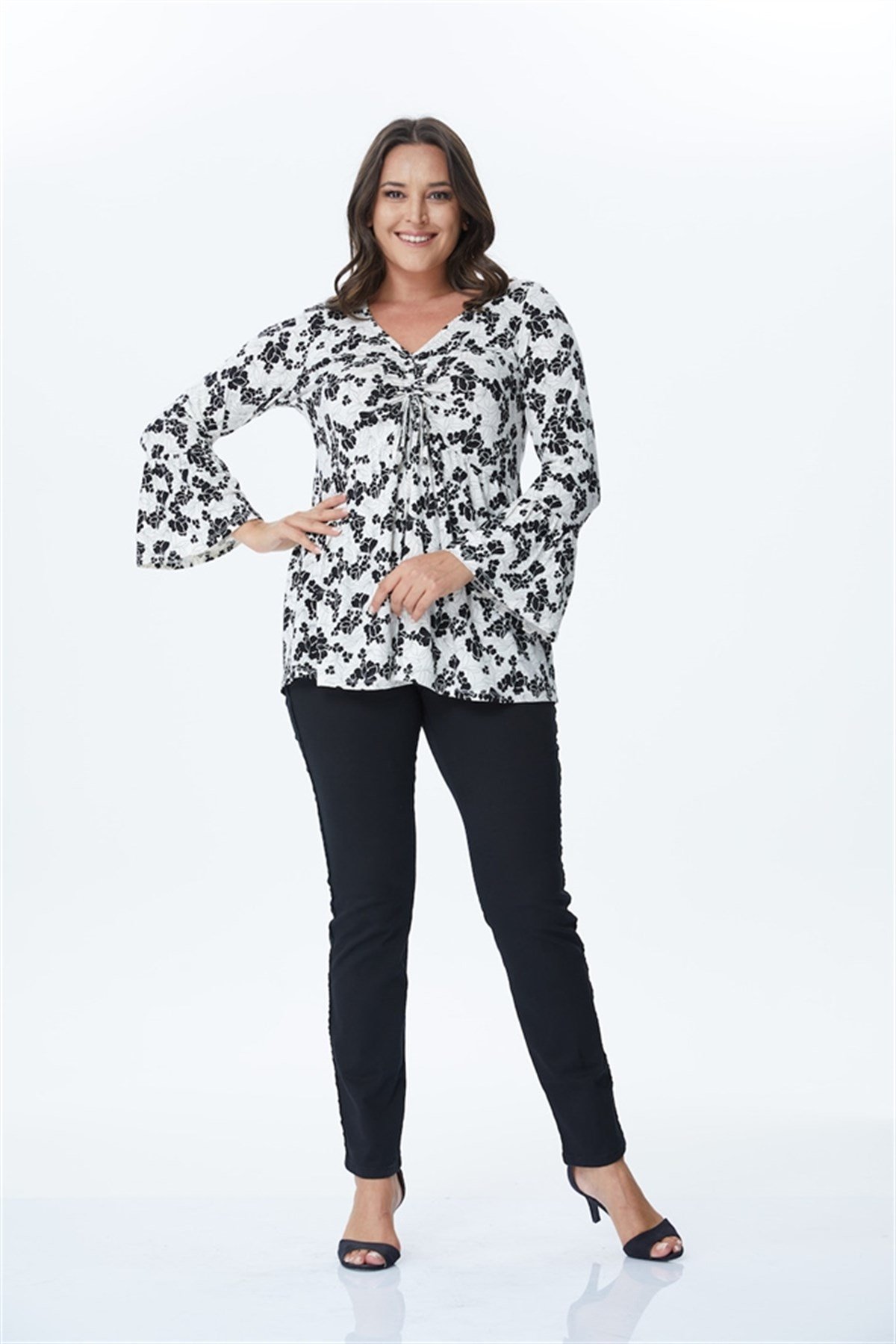 Önü Büzgü Detaylı Örme BluzMYLINE34173