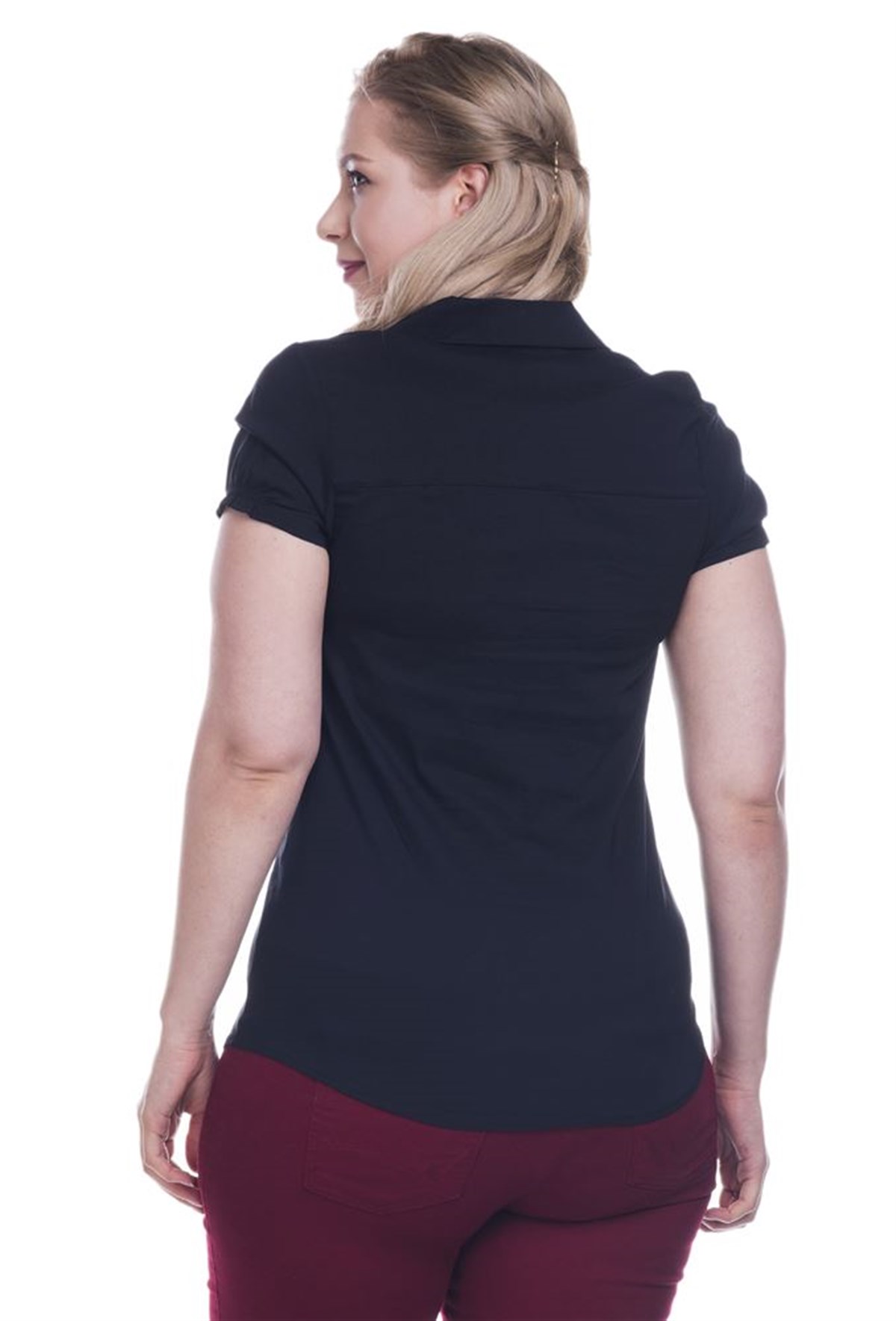 Önü Büzgülü Kısa Kol GömlekMYLINE12464-m