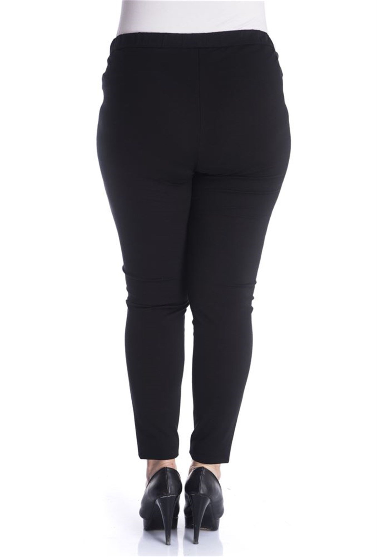 Önü Derili Beli Lastikli Punto PantolonMYLINE23416-m