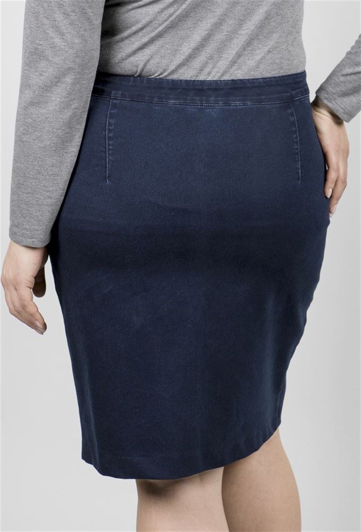 Önü İnci Taşlı Detaylı Denim EtekMYLINE23559-m