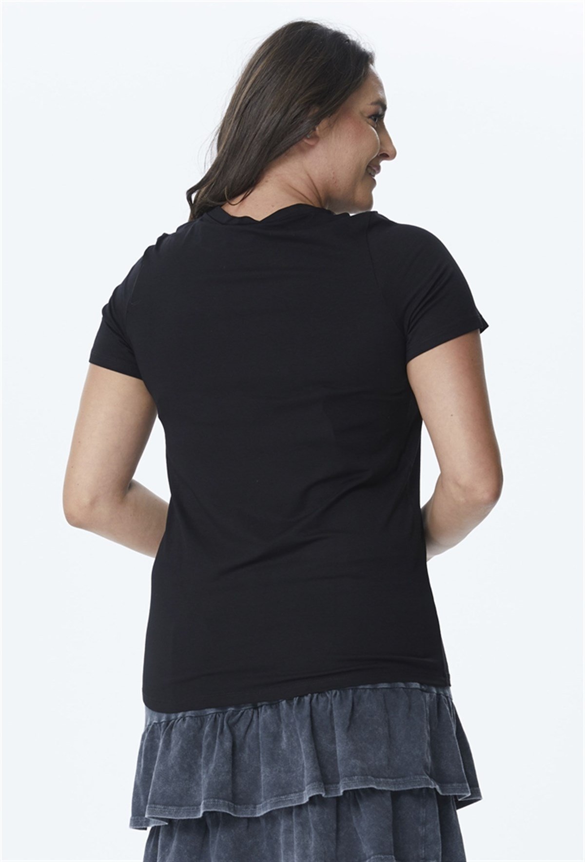 Önü V Dantelli T-ShirtMYLINE23796
