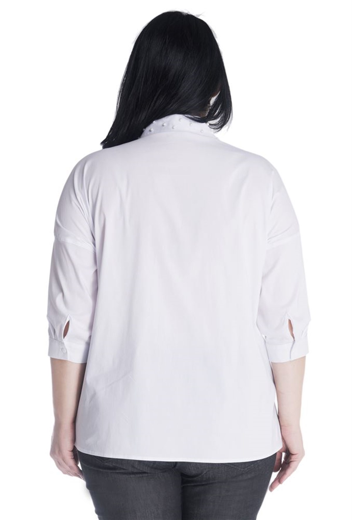 Önü Ve Yakası İnci Geniş GömlekMYLINE13353-m