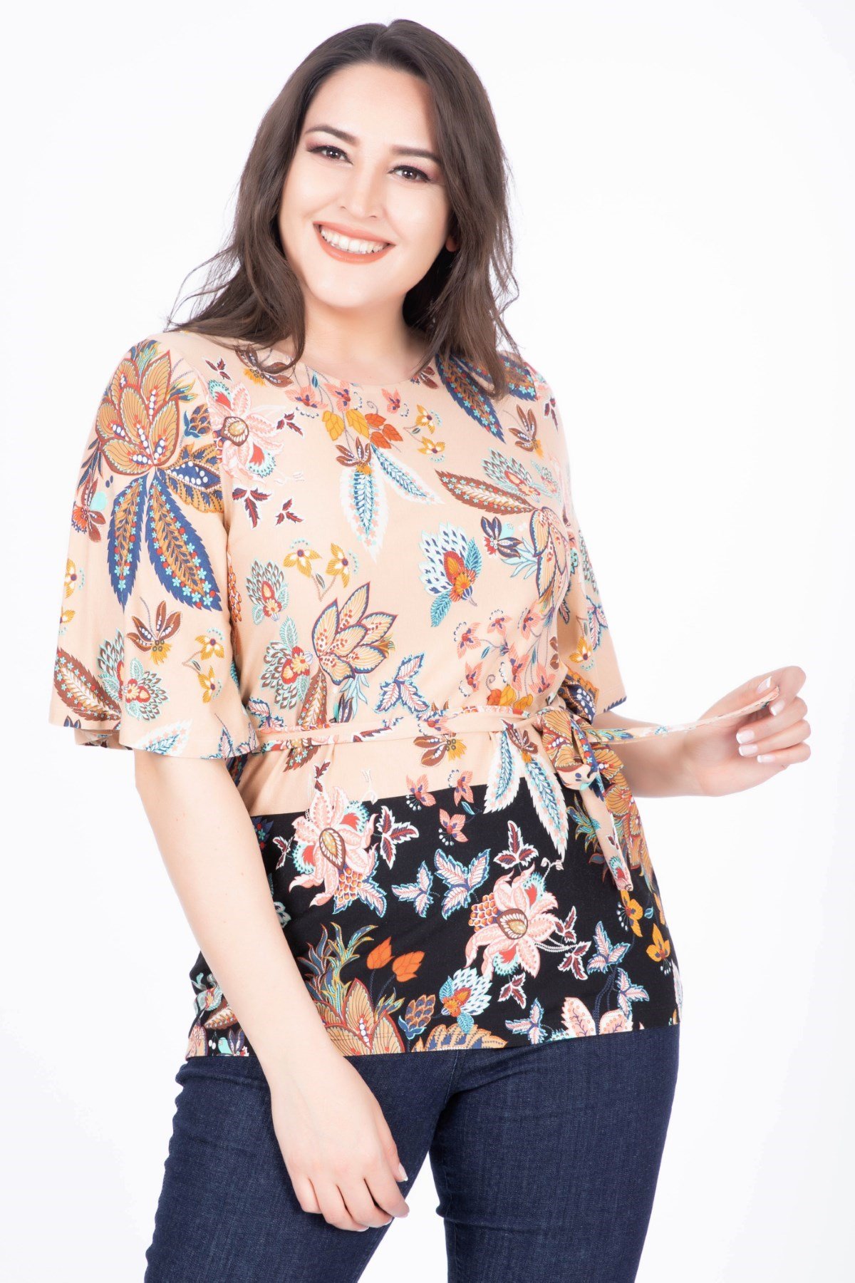 Pelerin Kol Desenli BluzMYLINE34458