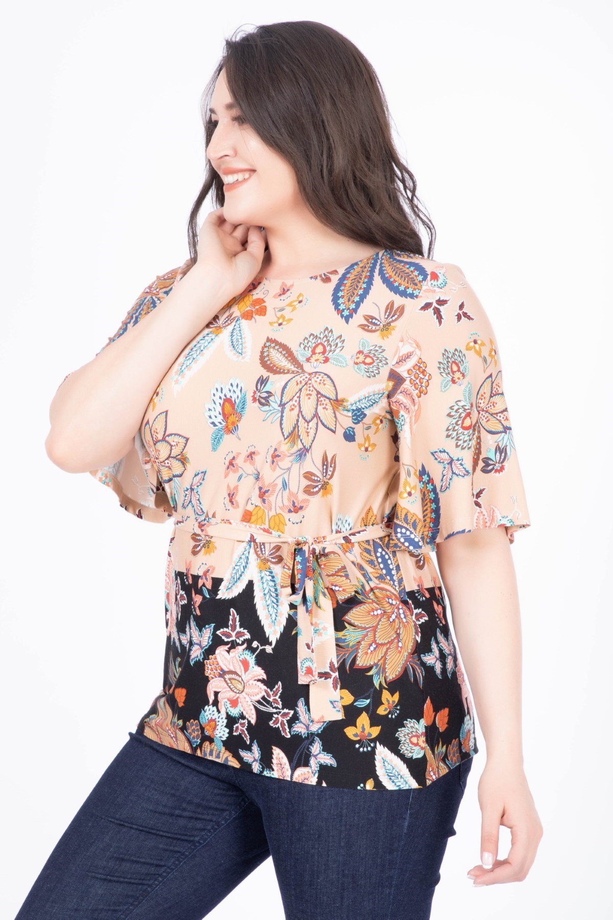 Pelerin Kol Desenli BluzMYLINE34458