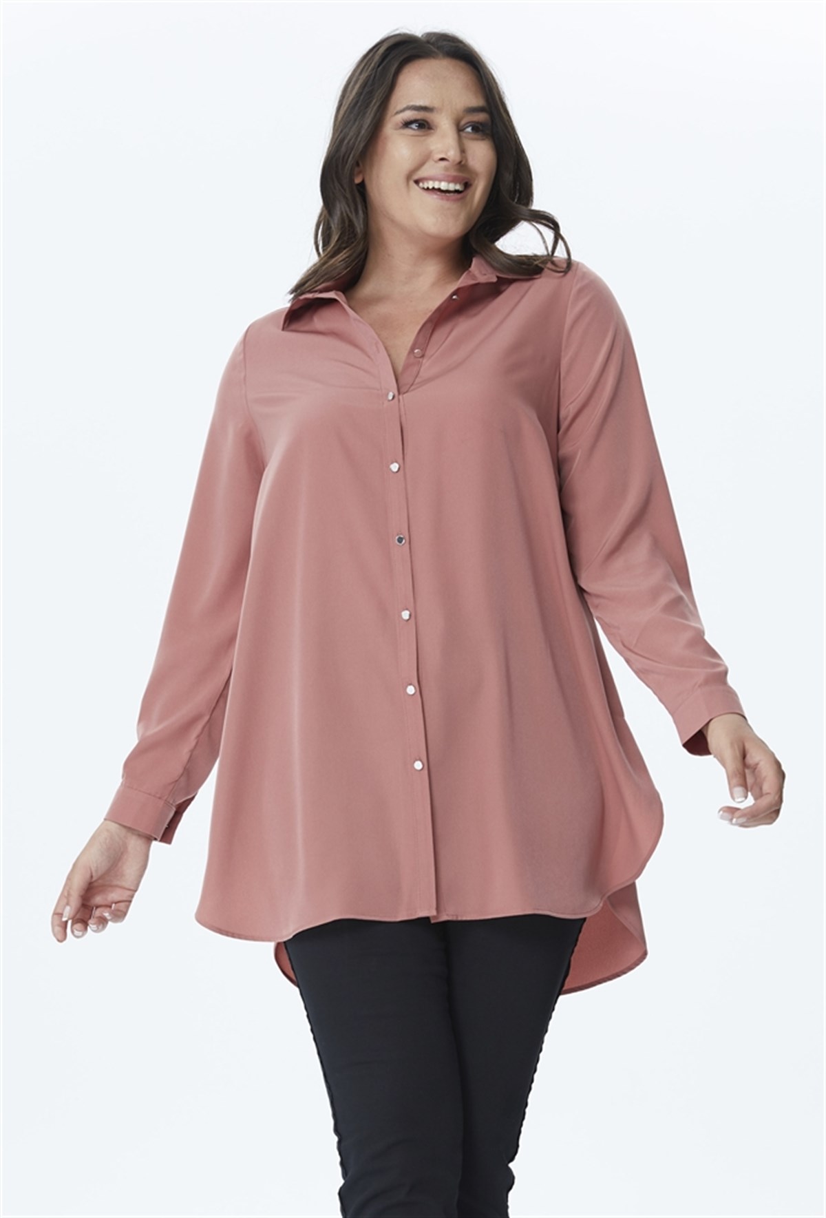 Saten Kumaştan Tunik GömlekMYLINE24020